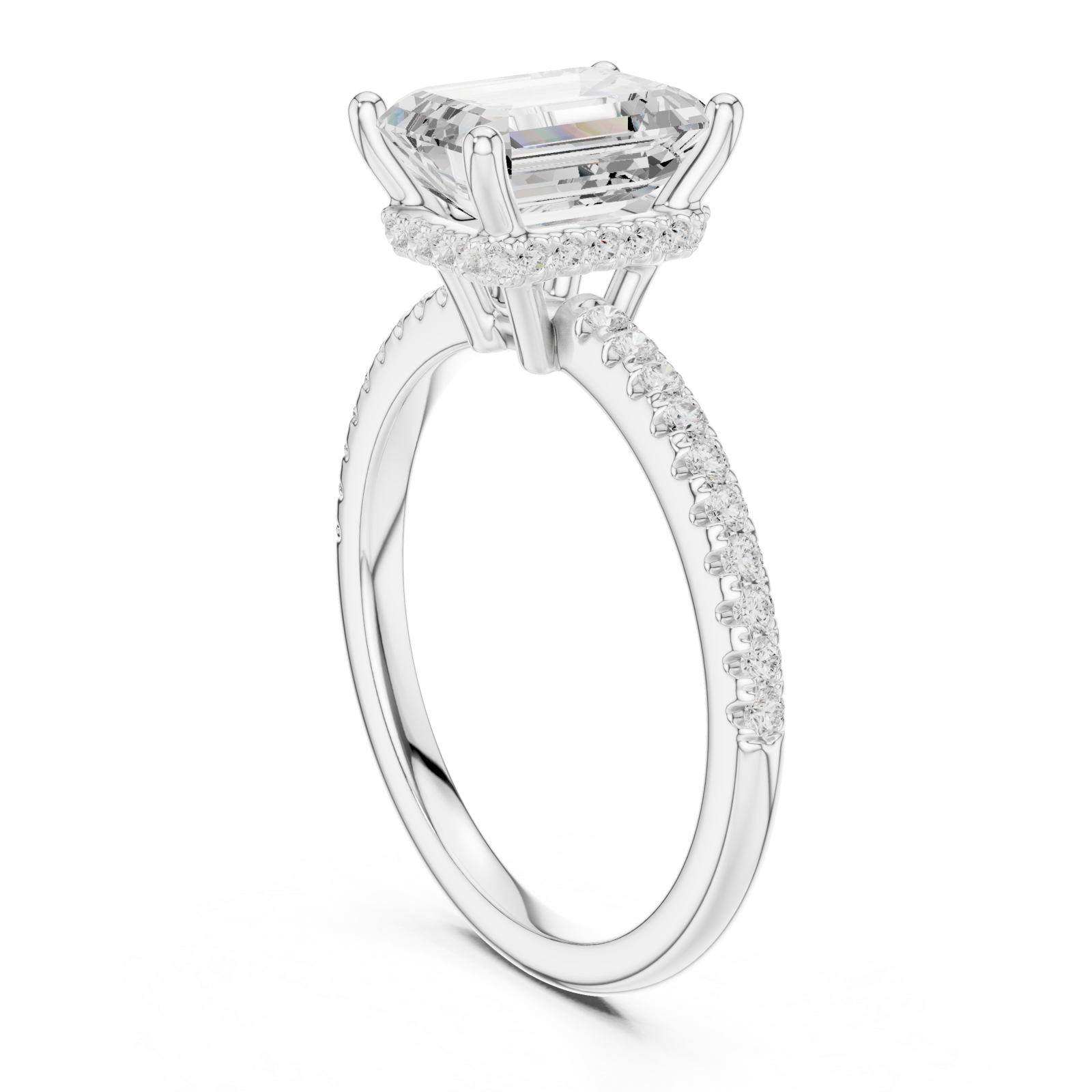  White Gold Luminous Aura Solitaire Band Left View