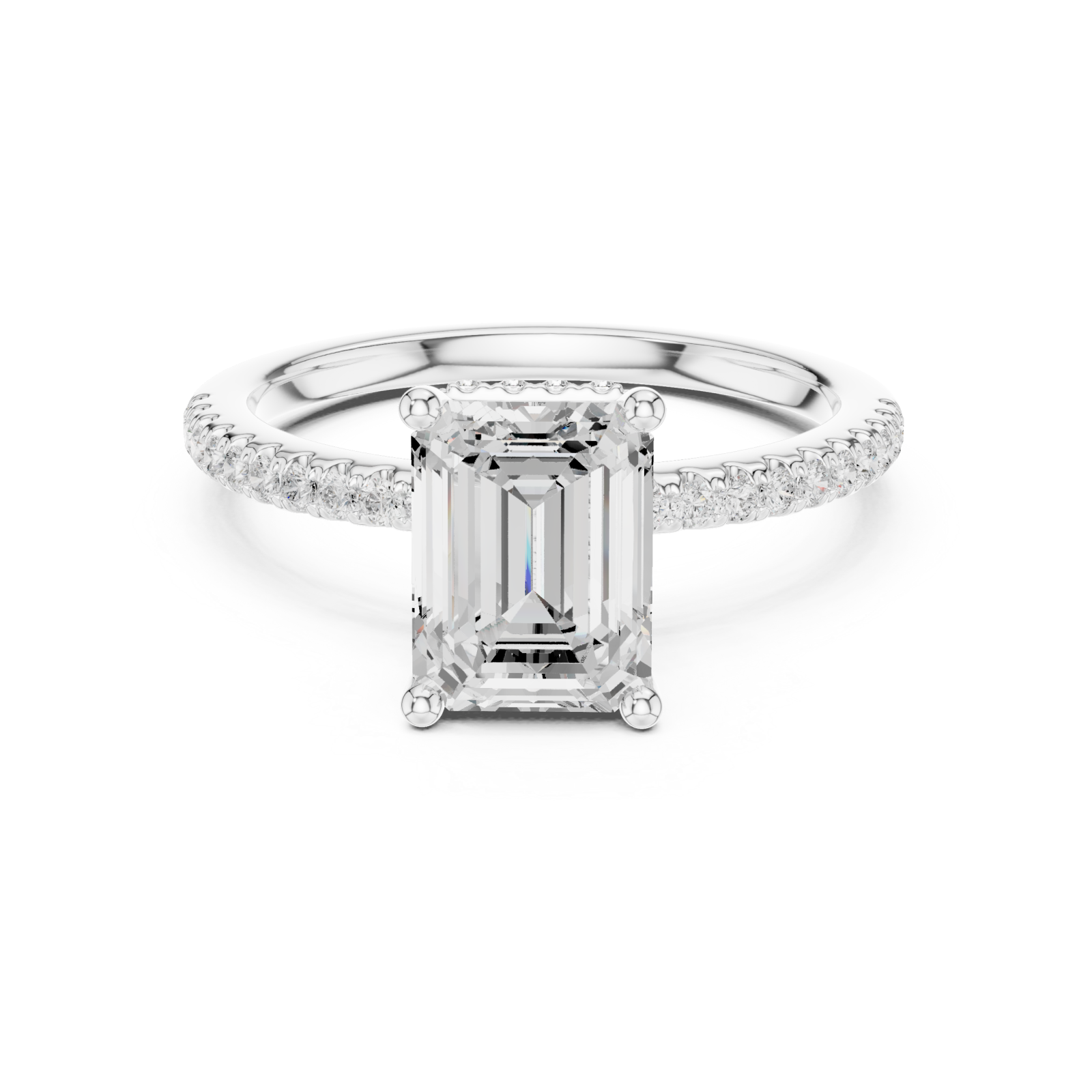  White Gold Luminous Aura Solitaire Band Front View