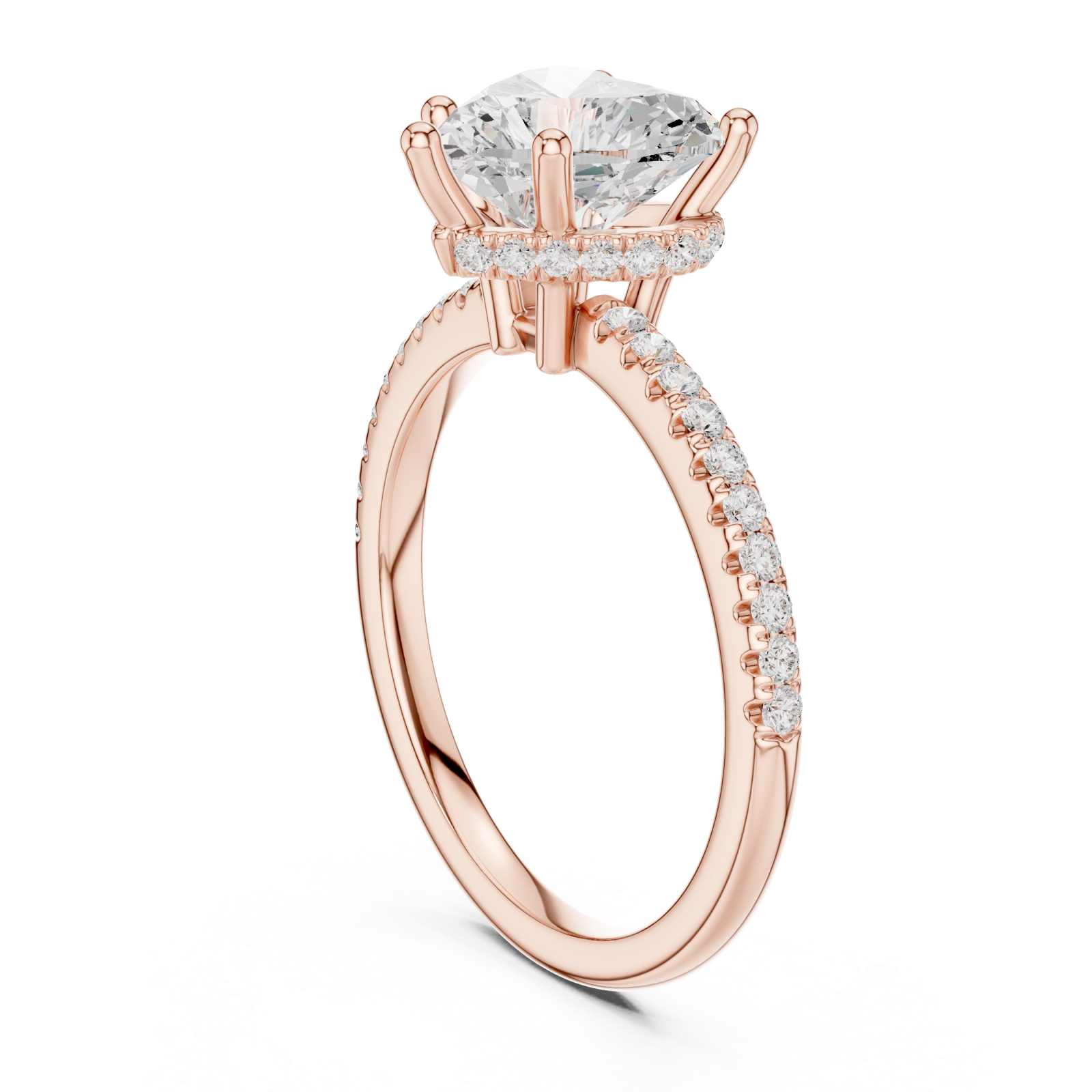  Rose Gold Luminous Heart Crown Ring Left View