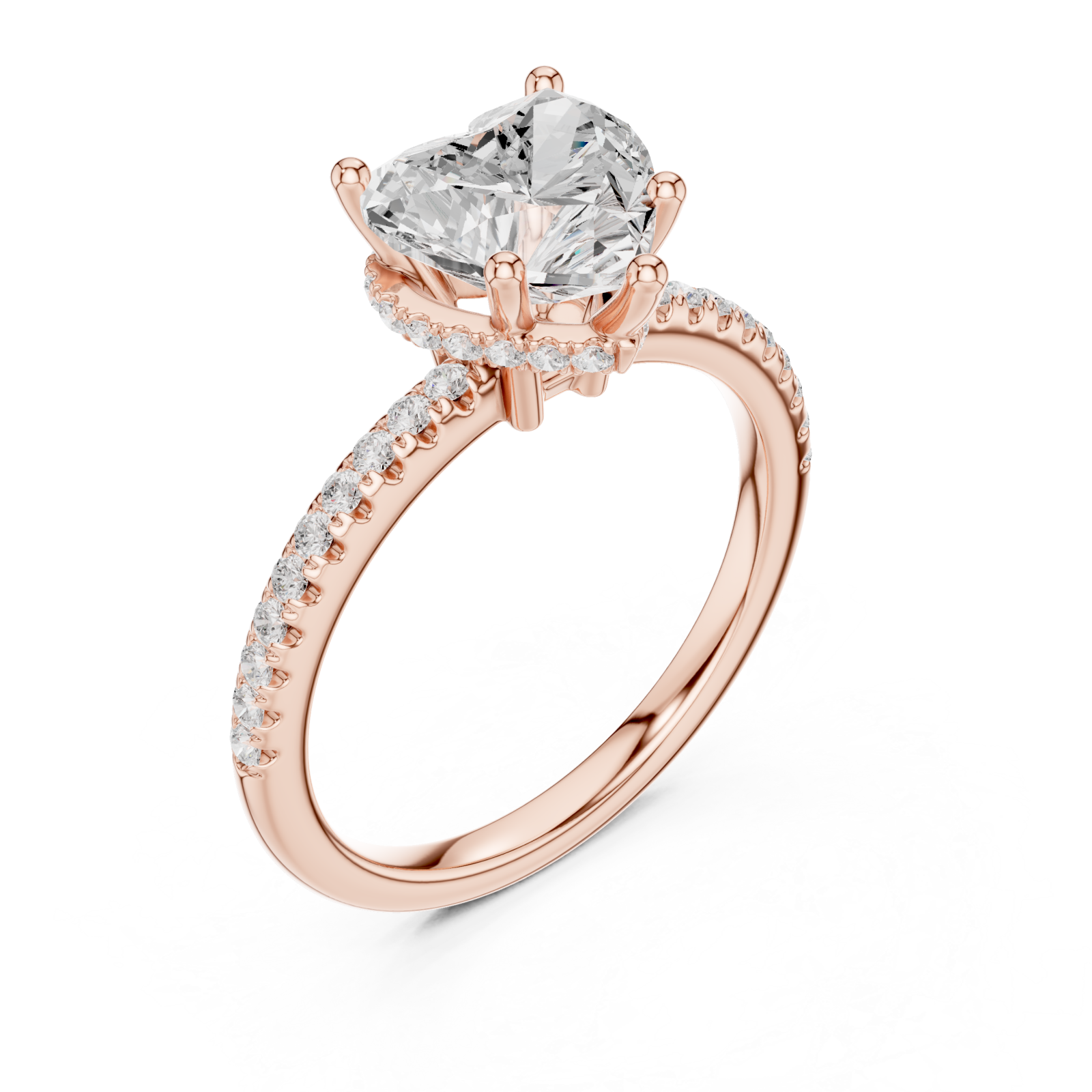  Rose Gold Luminous Heart Crown Ring Right View