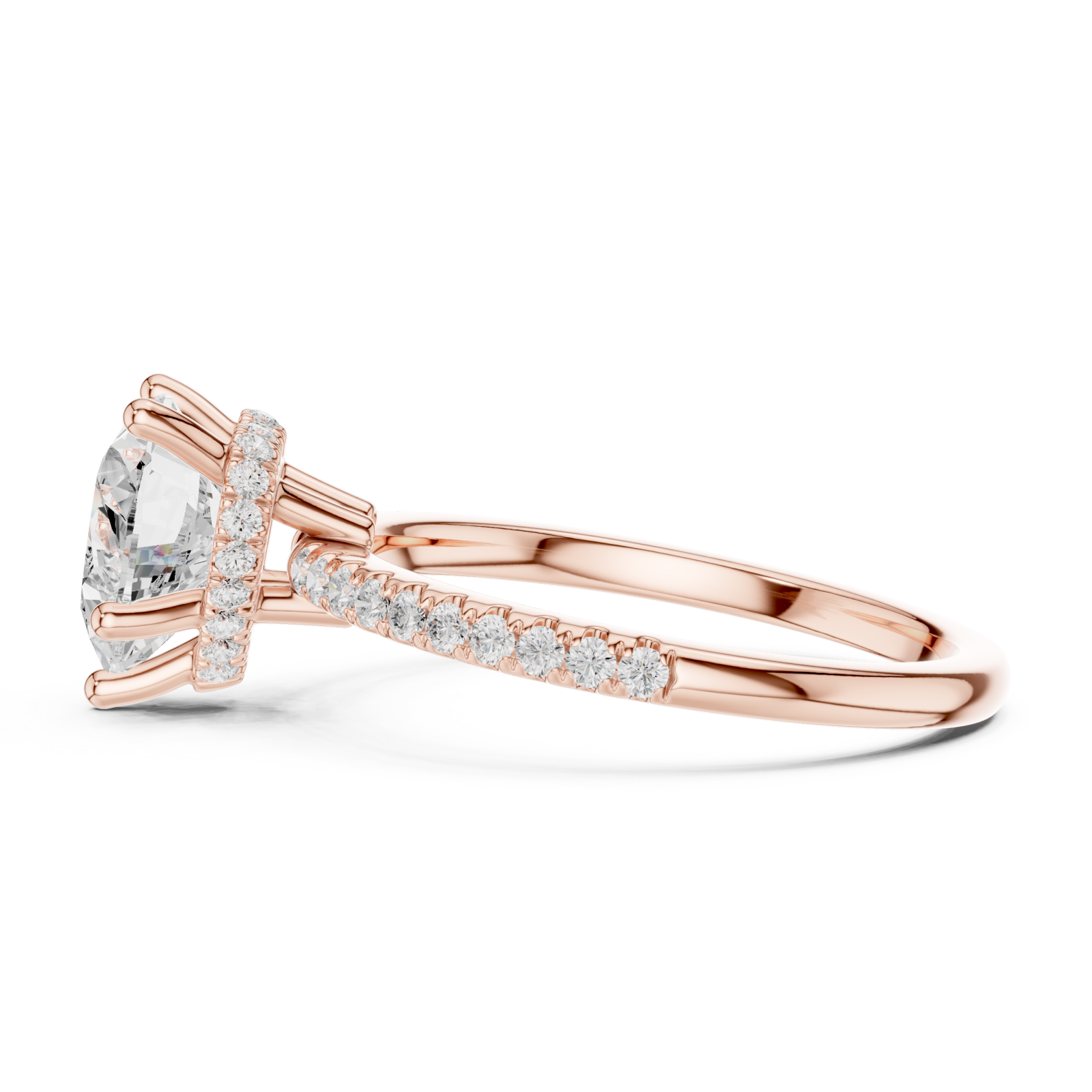  Rose Gold Luminous Heart Crown Ring Side View