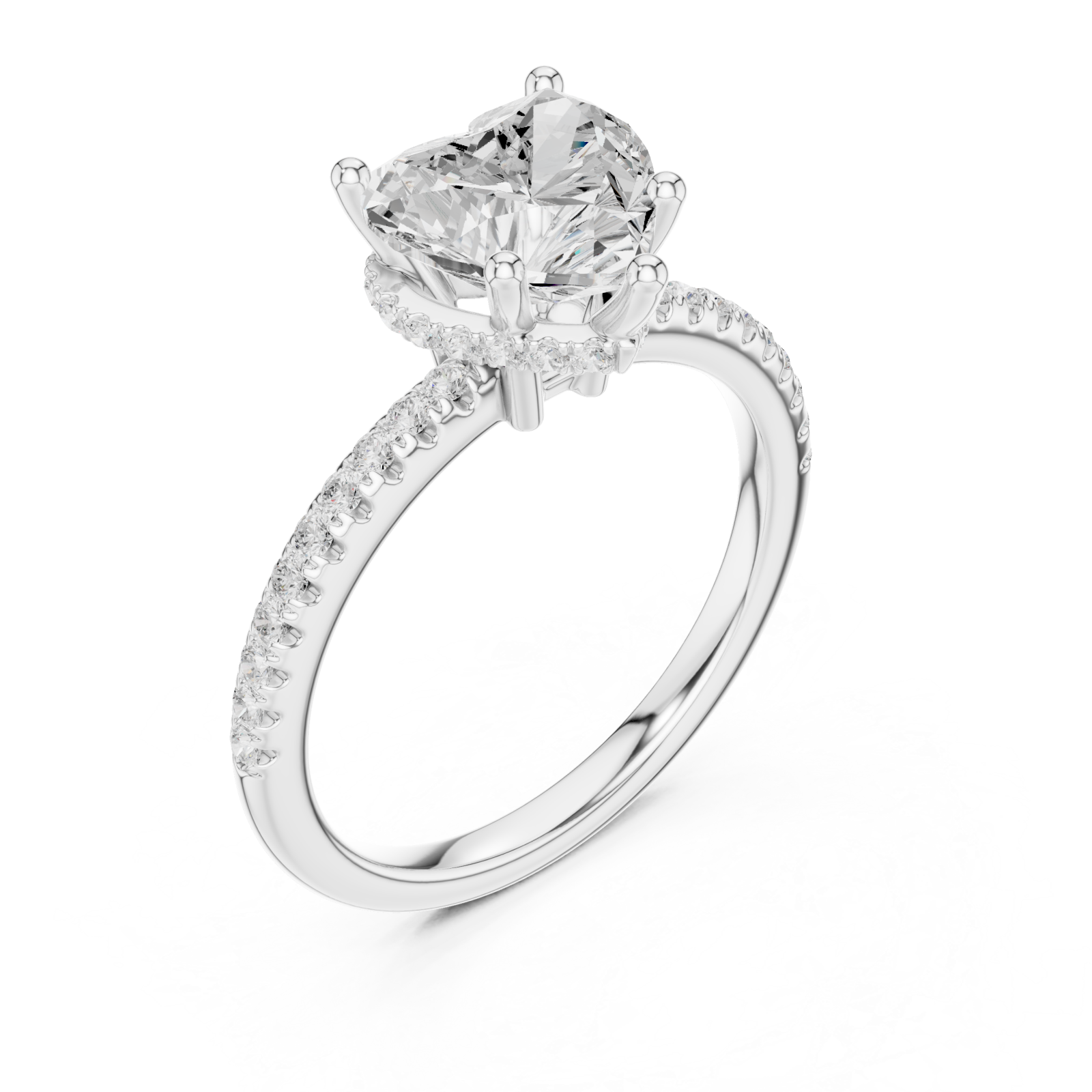  White Gold Luminous Heart Crown Ring Right View