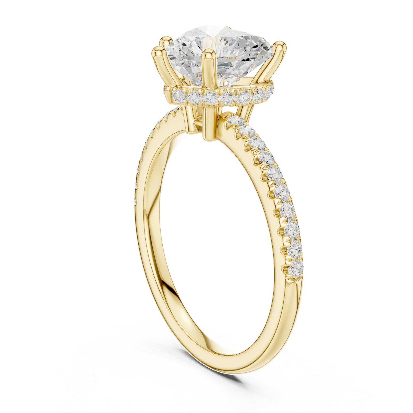  Gold Luminous Heart Crown Ring Left View