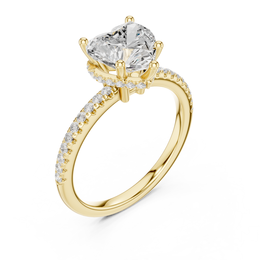 Gold Luminous Heart Crown Ring Right View
