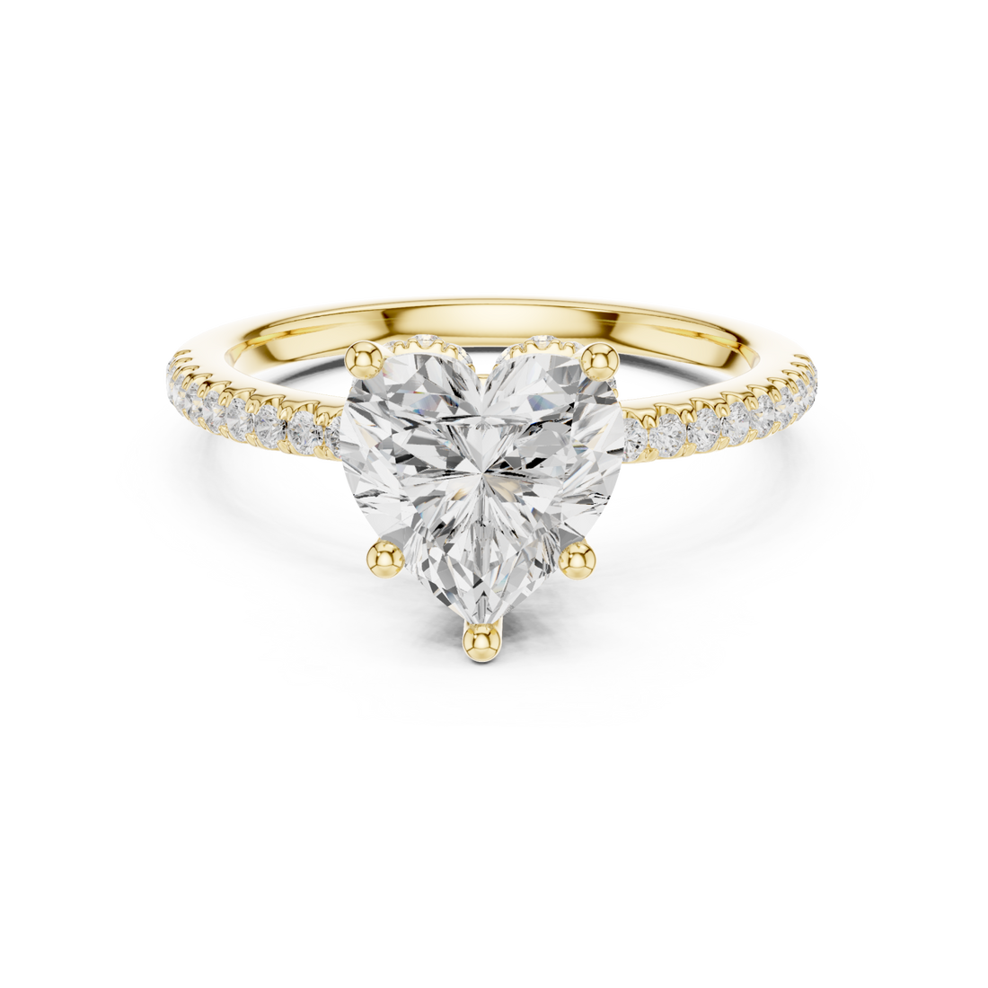 Gold Luminous Heart Crown Ring Right View