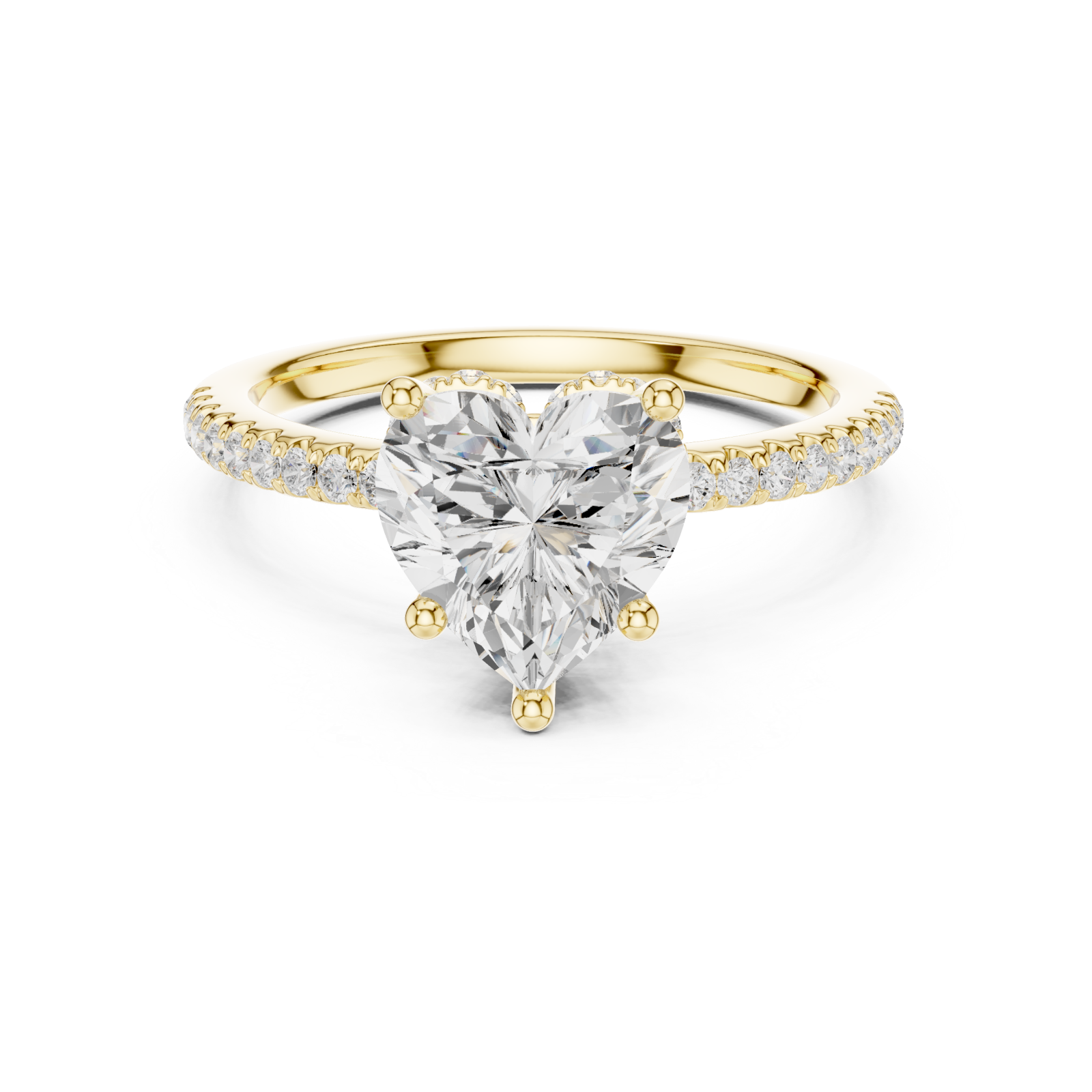  Gold Luminous Heart Crown Ring Front View