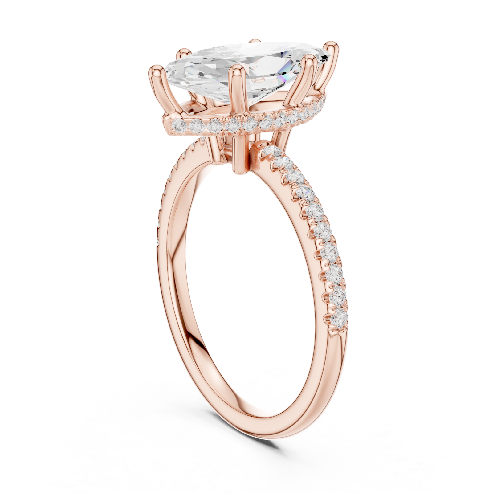  Rose Gold Radiant Whisper Marquise Band Ring Left View