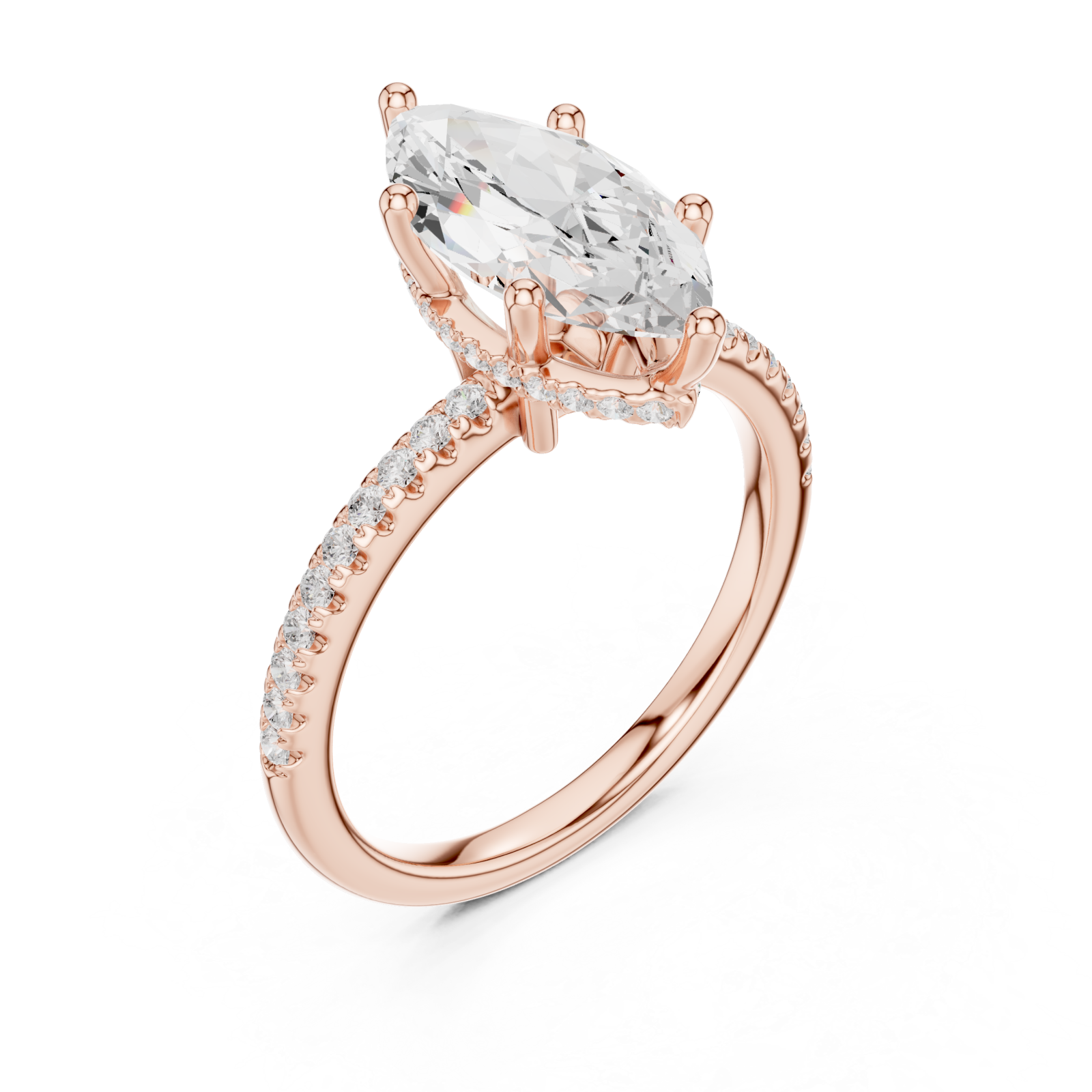  Rose Gold Radiant Whisper Marquise Band Ring Right View