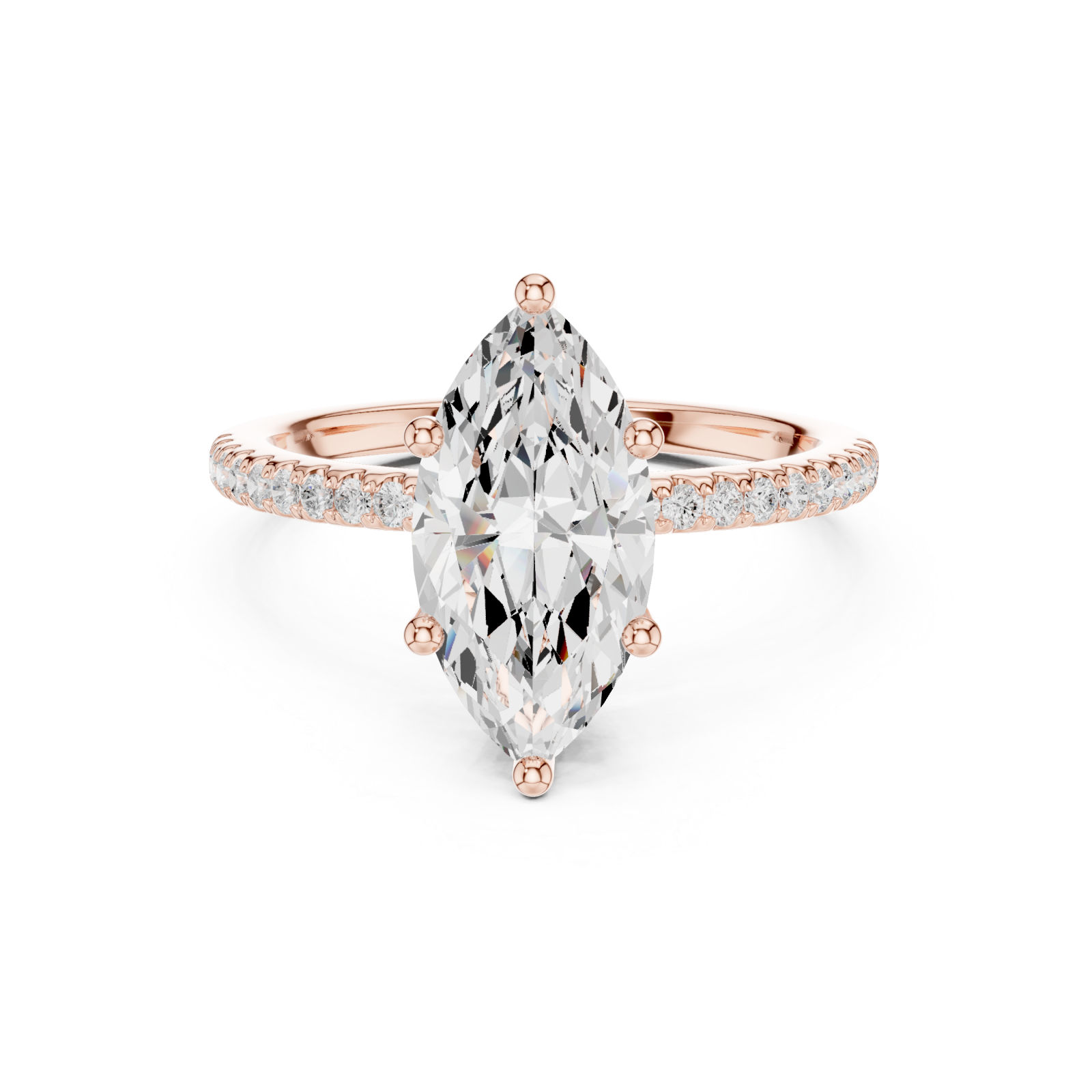  Rose Gold Radiant Whisper Marquise Band Ring Front View