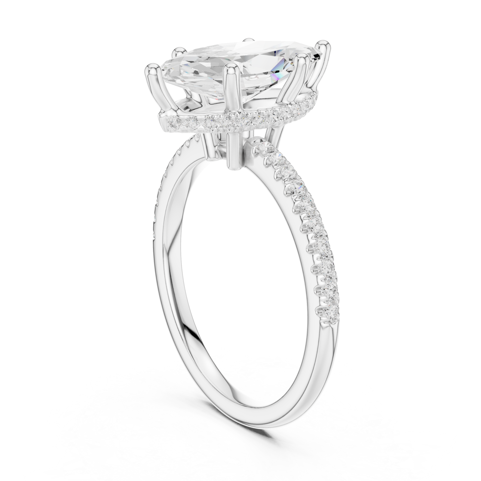  White Gold Radiant Whisper Marquise Band Ring Left View