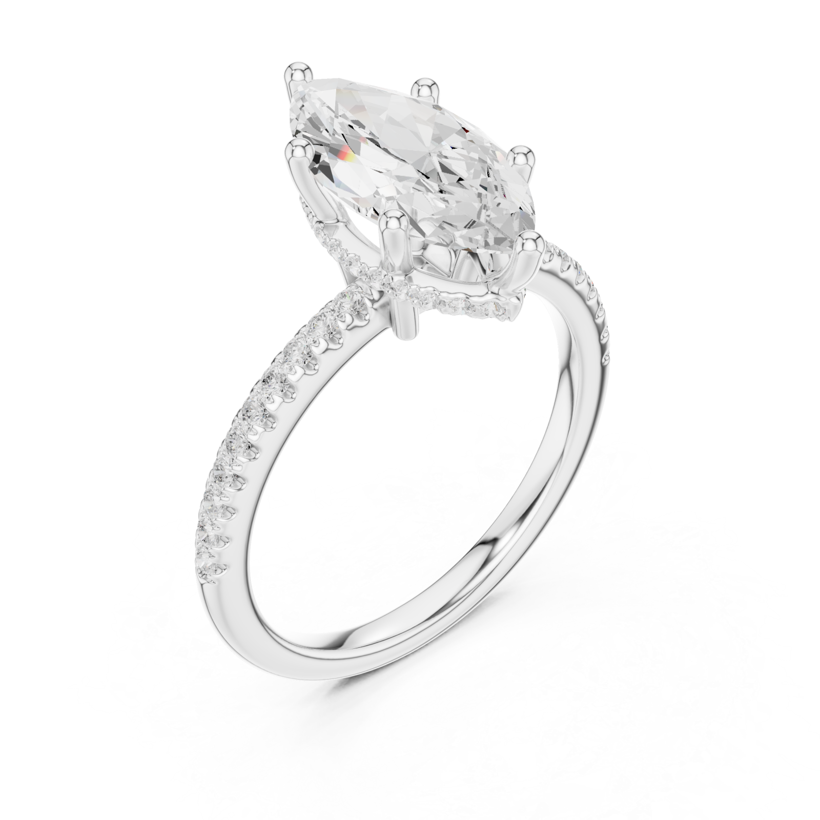  White Gold Radiant Whisper Marquise Band Ring Right View