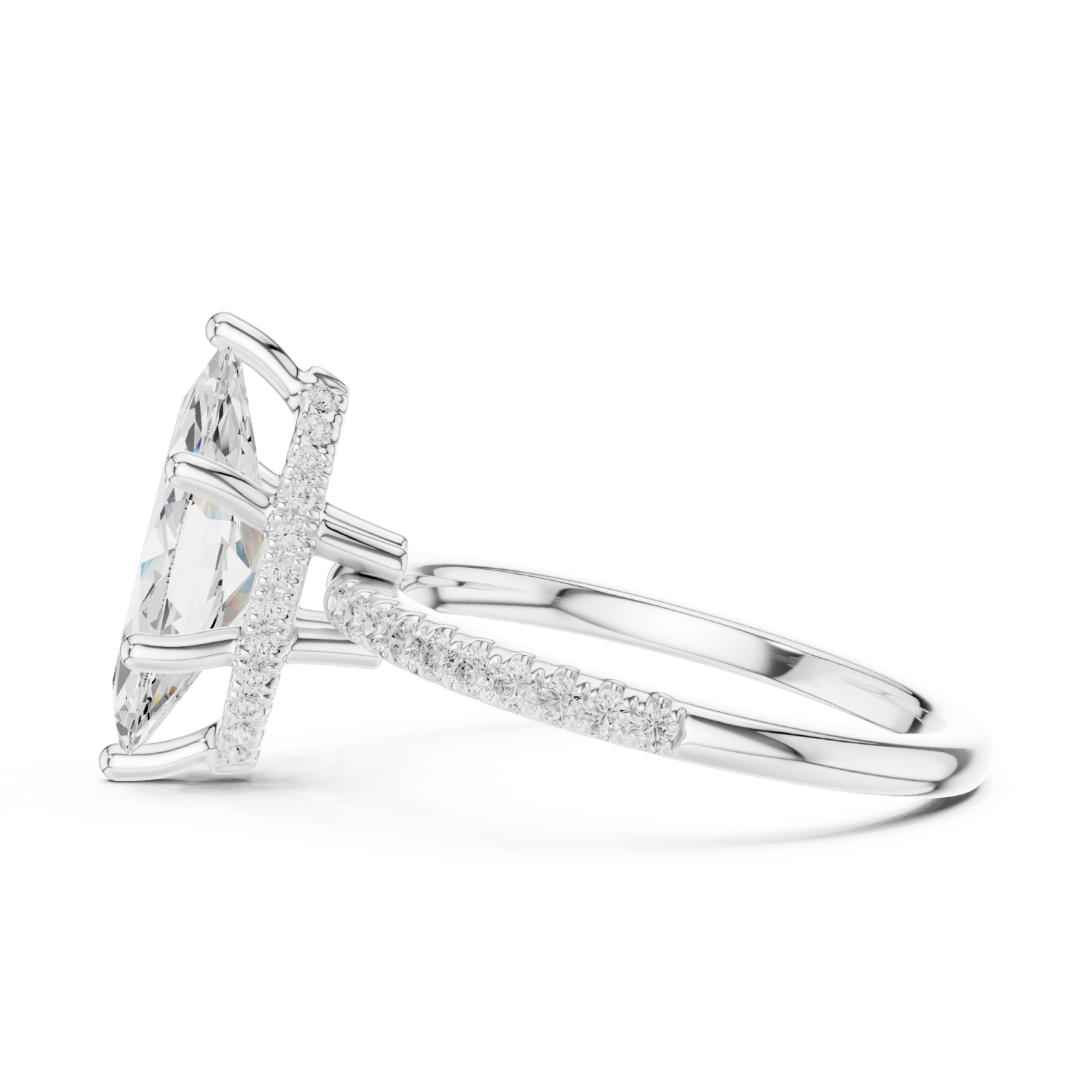  White Gold Radiant Whisper Marquise Band Ring Side View