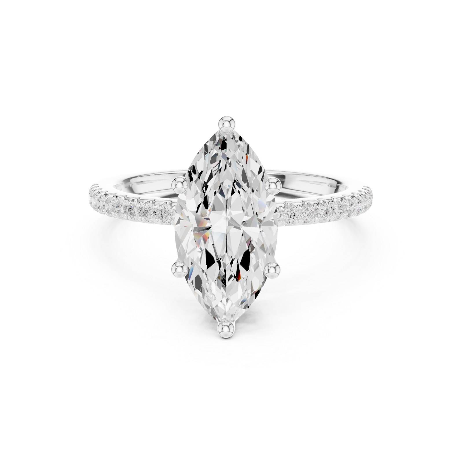  White Gold Radiant Whisper Marquise Band Ring Front View