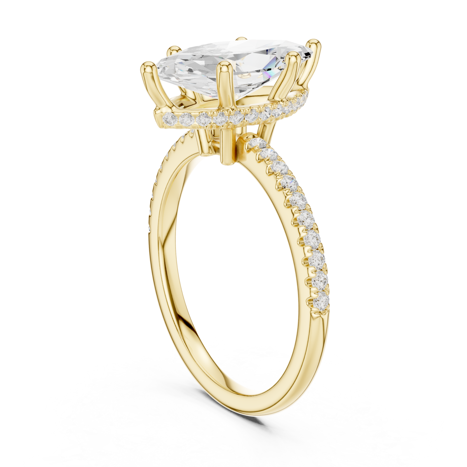  Gold Radiant Whisper Marquise Band Ring Left View