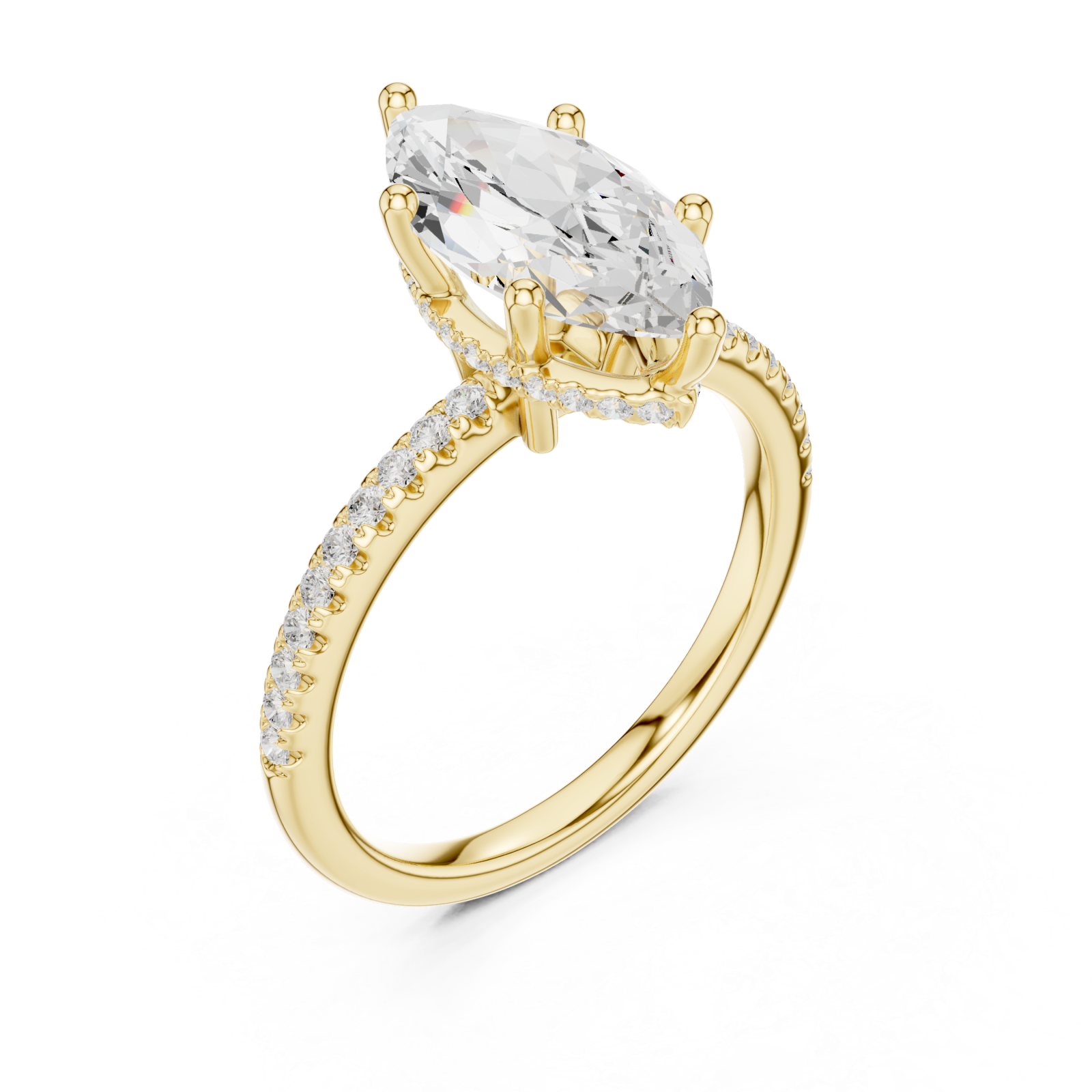 Gold Radiant Whisper Marquise Band Ring Right View