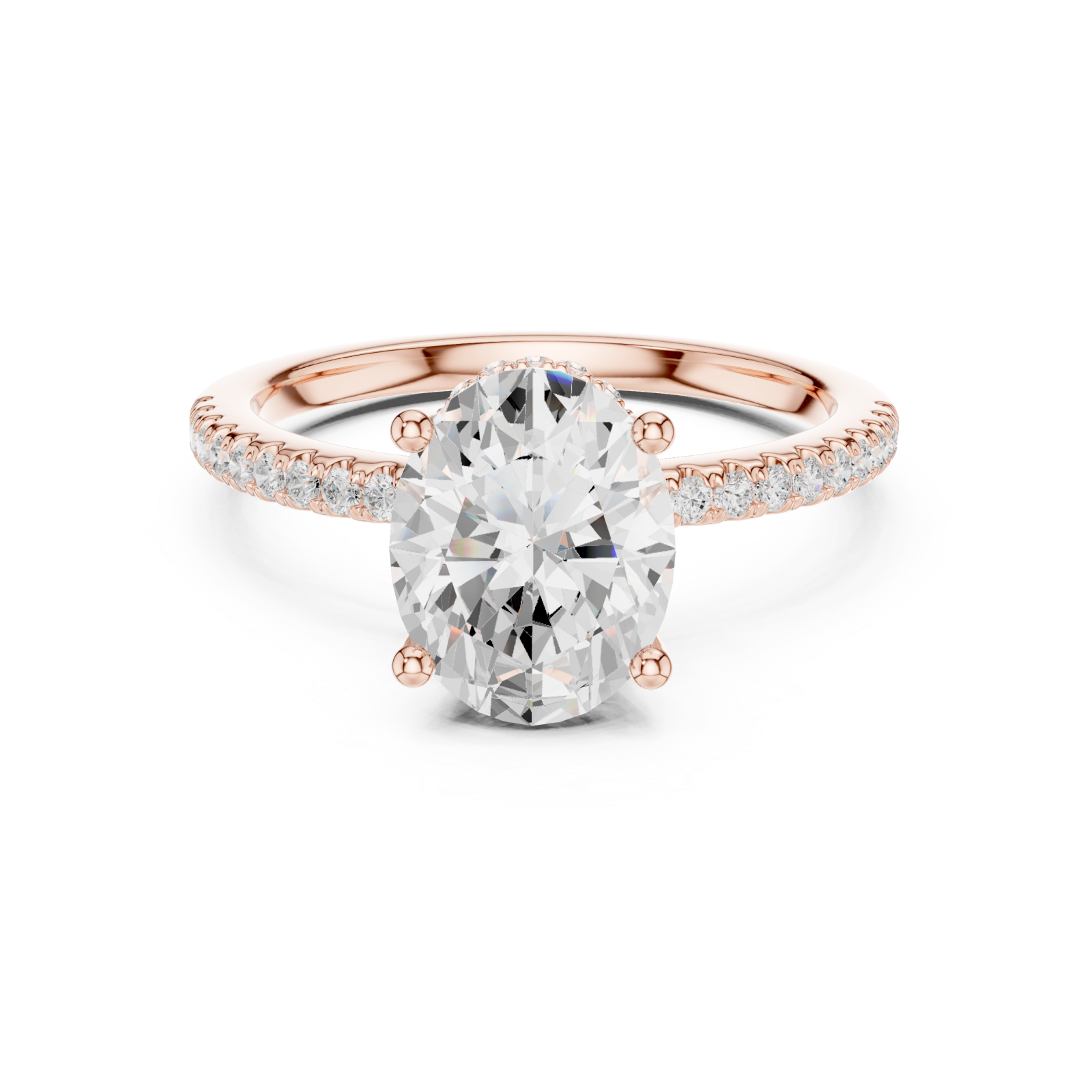  Rose Gold Radiant Elegance Halo Ring Front View