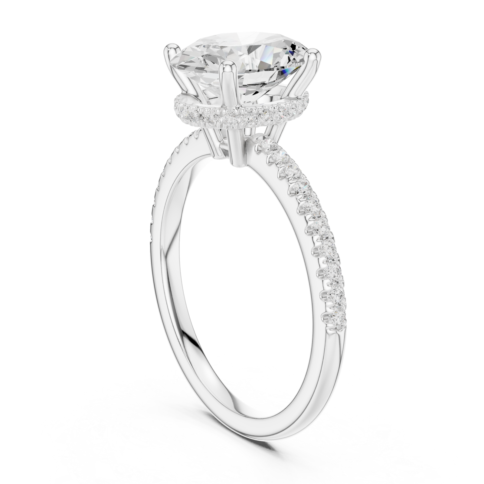  White Gold Radiant Elegance Halo Ring Left View