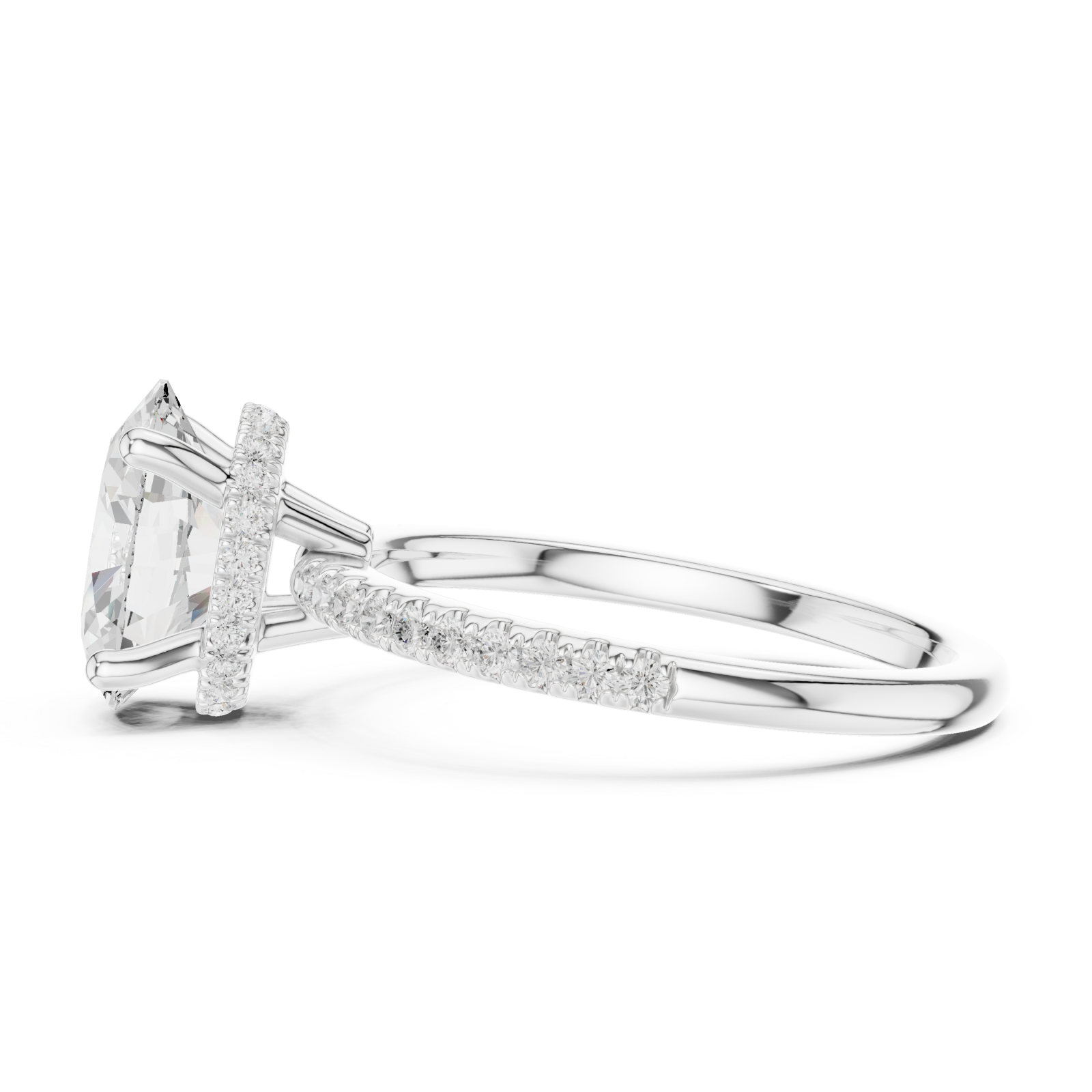  White Gold Radiant Elegance Halo Ring Side View