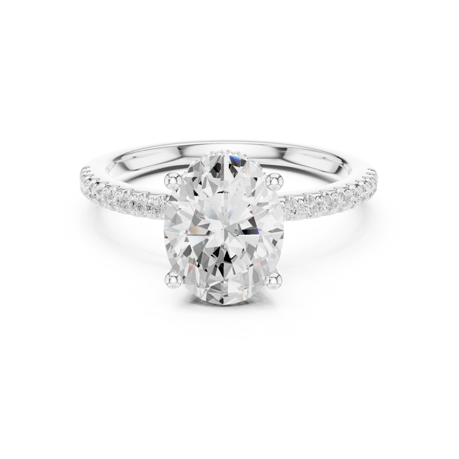  White Gold Radiant Elegance Halo Ring Front View