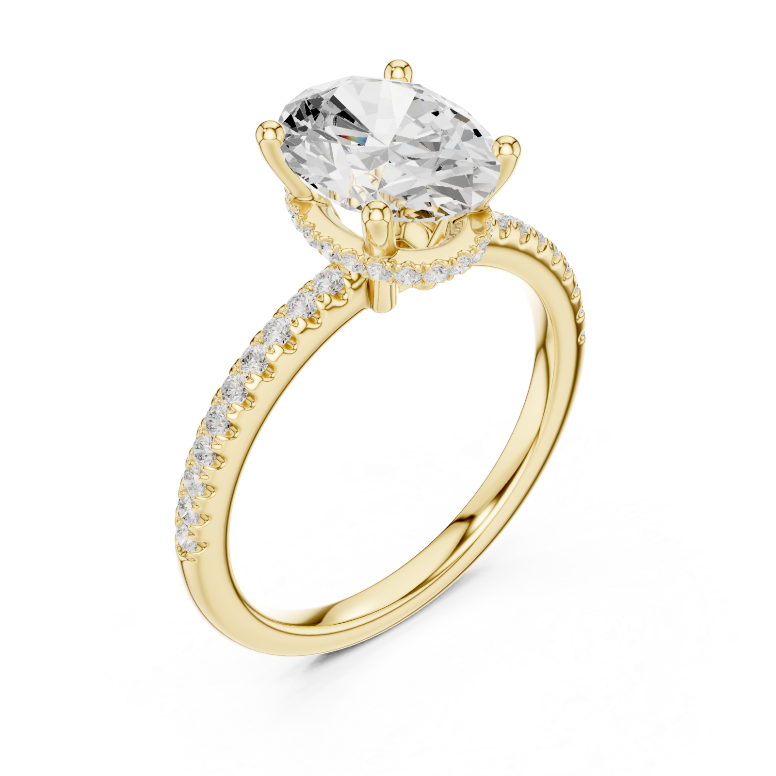 Gold Radiant Elegance Halo Ring Right View