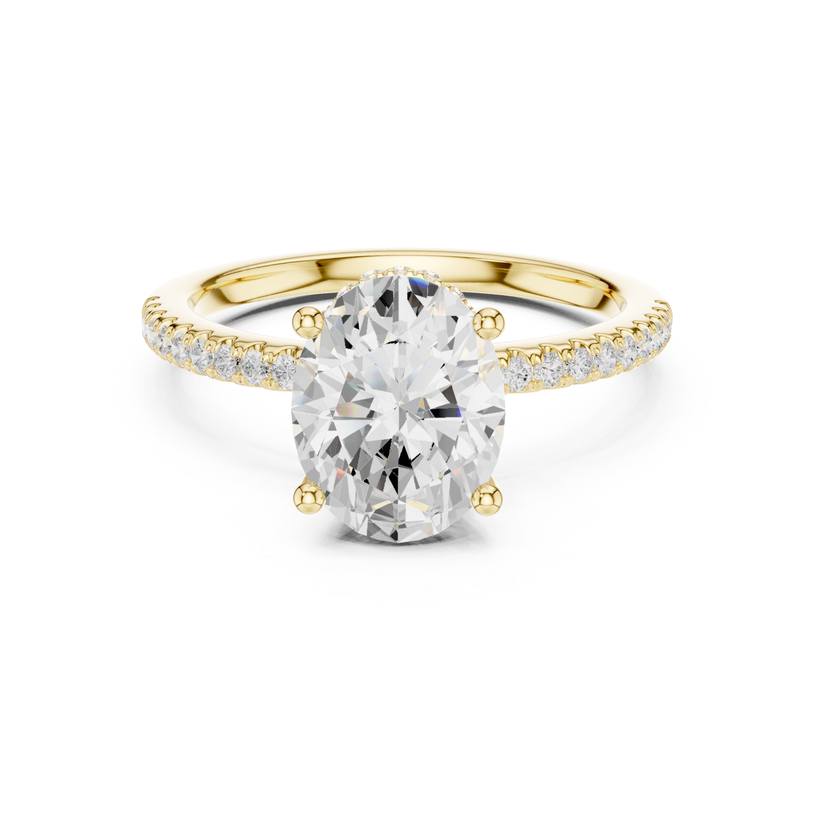  Gold Radiant Elegance Halo Ring Front View