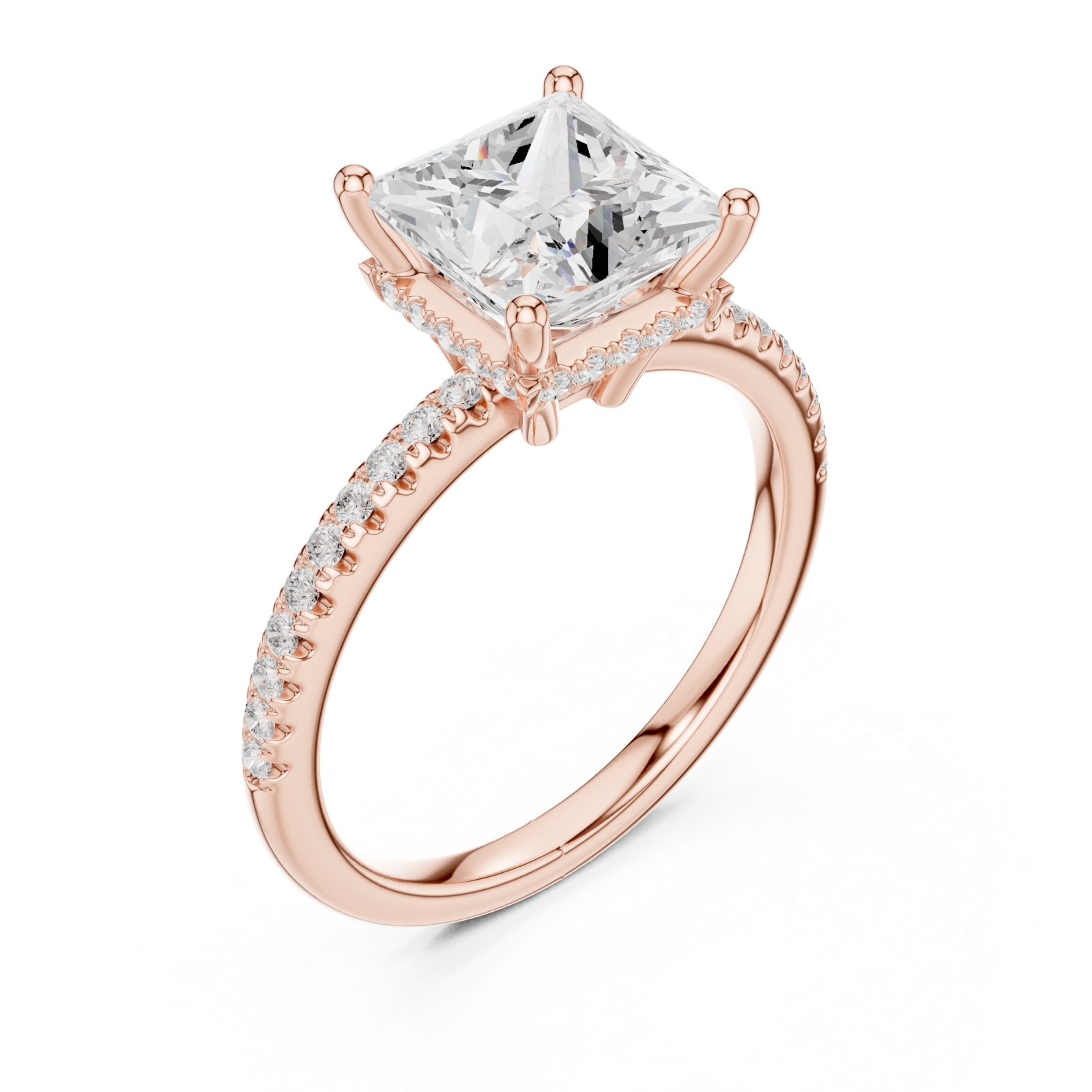  Rose Gold Majestic Prism Halo Engagement Ring Right View