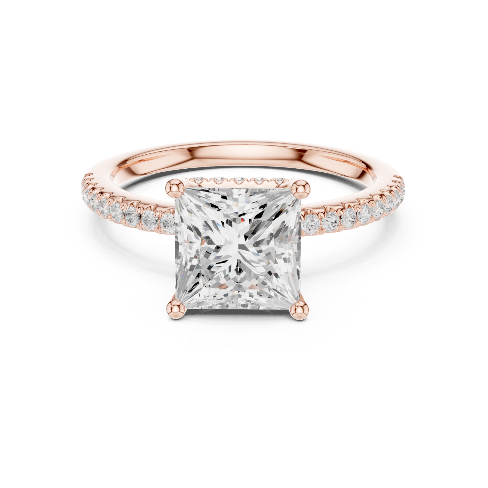  Rose Gold Majestic Prism Halo Engagement Ring Front View