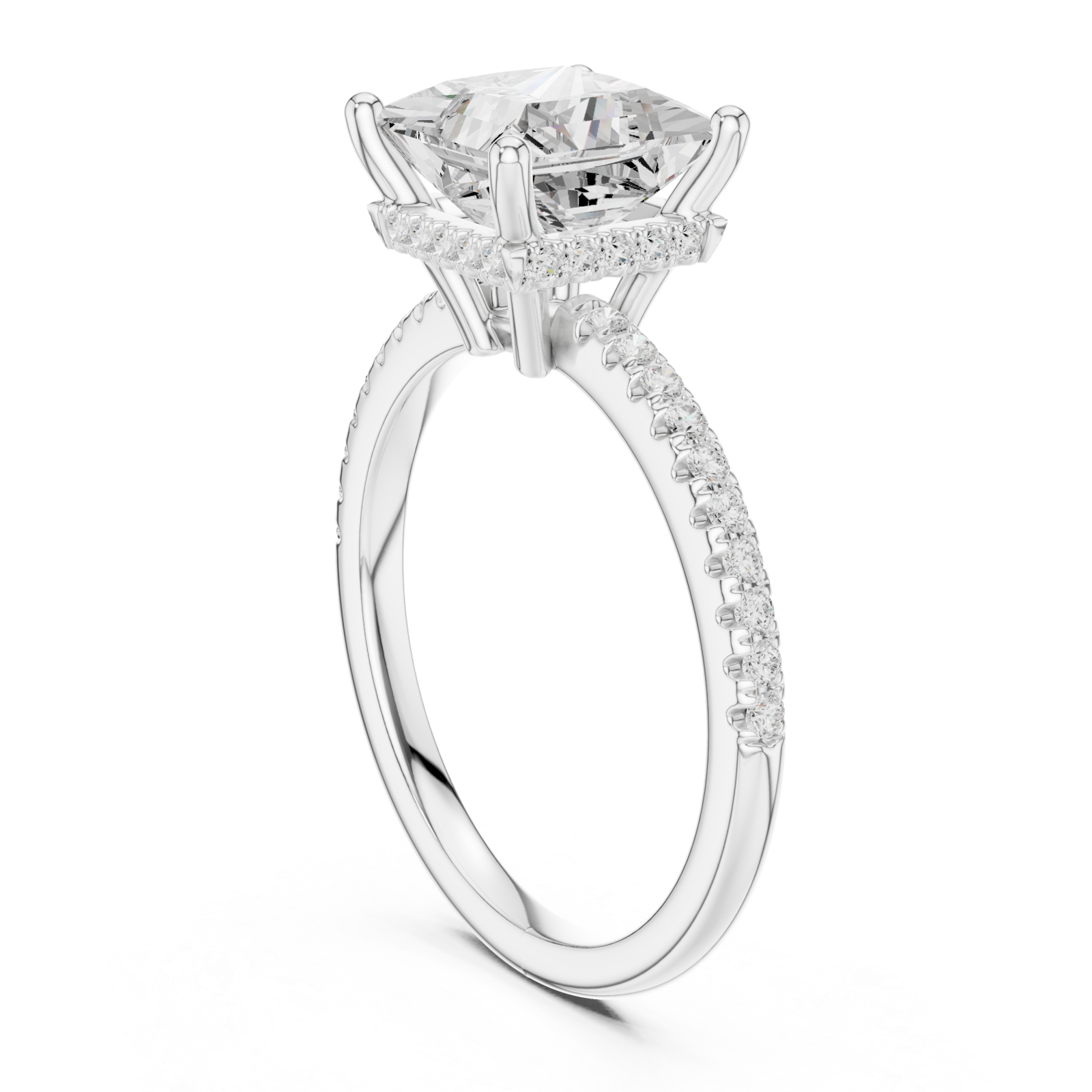  White Gold Majestic Prism Halo Engagement Ring Left View