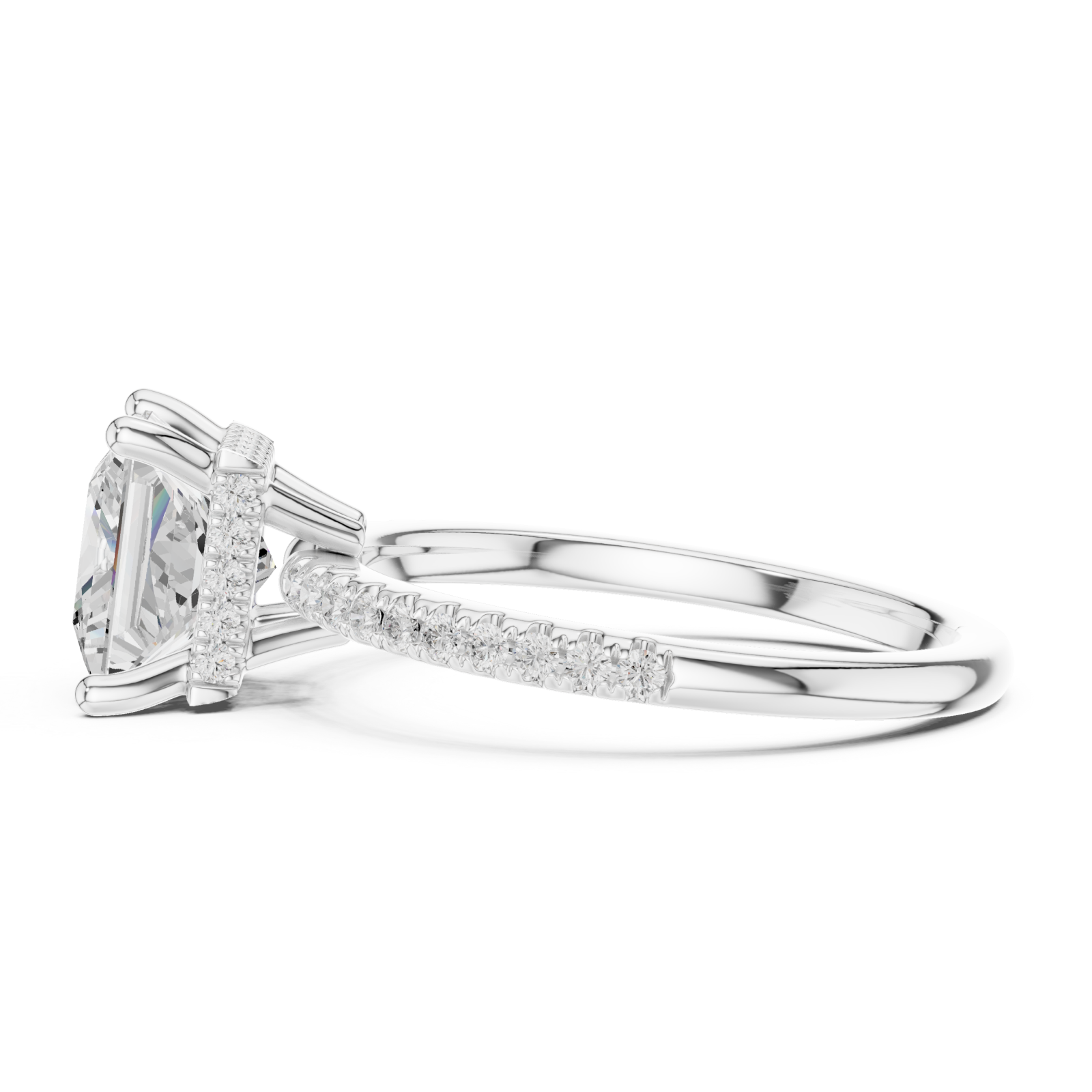  White Gold Majestic Prism Halo Engagement Ring Side View