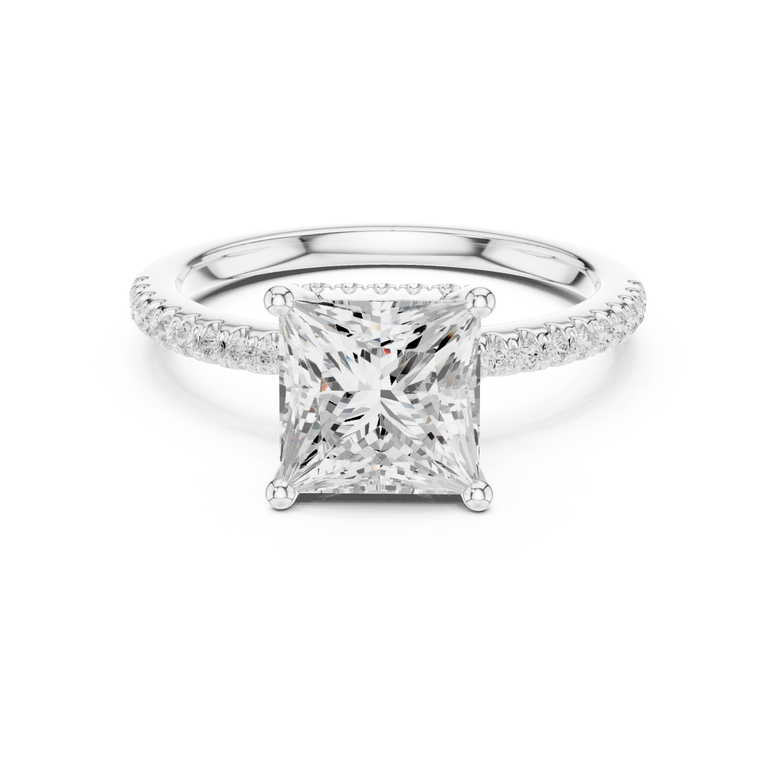 White Gold Majestic Prism Halo Engagement Ring Front View