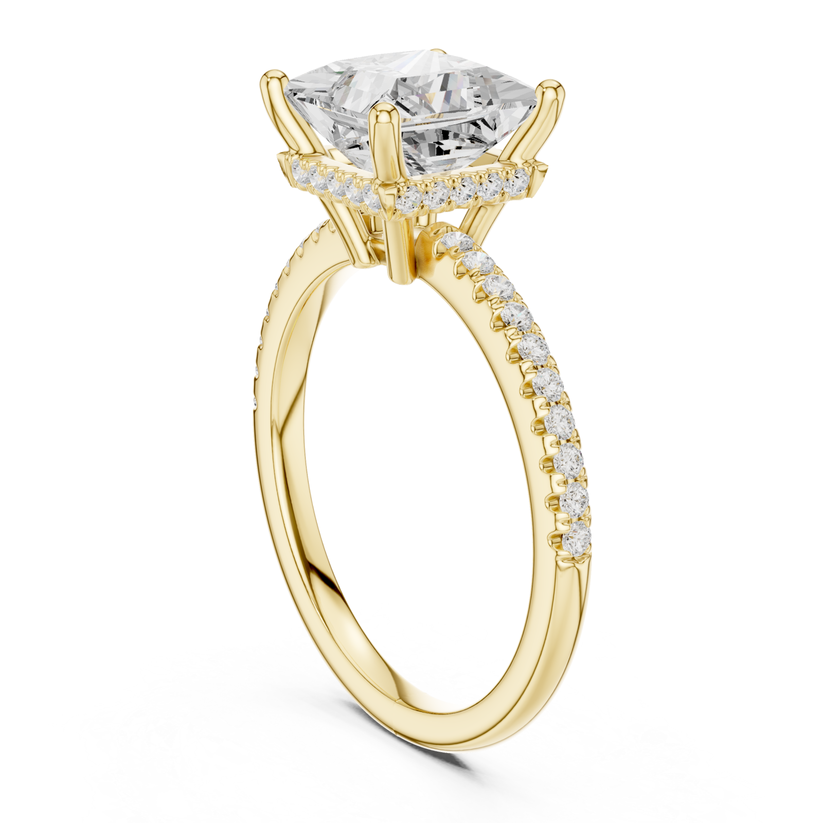  Gold Majestic Prism Halo Engagement Ring Left View