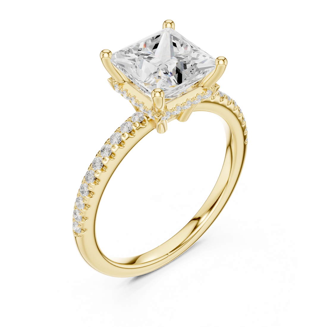 Gold Majestic Prism Halo Engagement Ring Right View