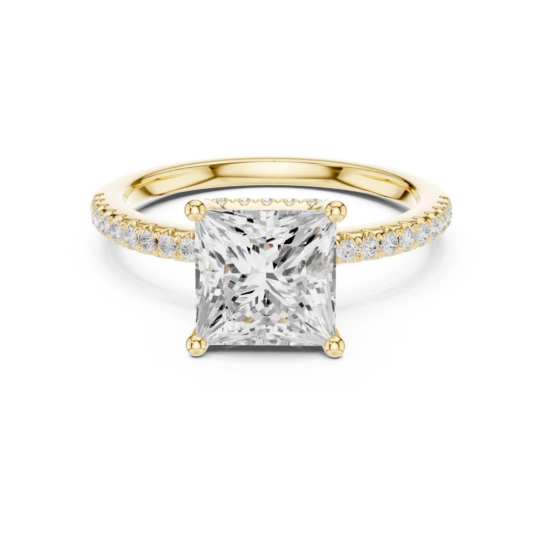 Gold Majestic Prism Halo Engagement Ring Right View