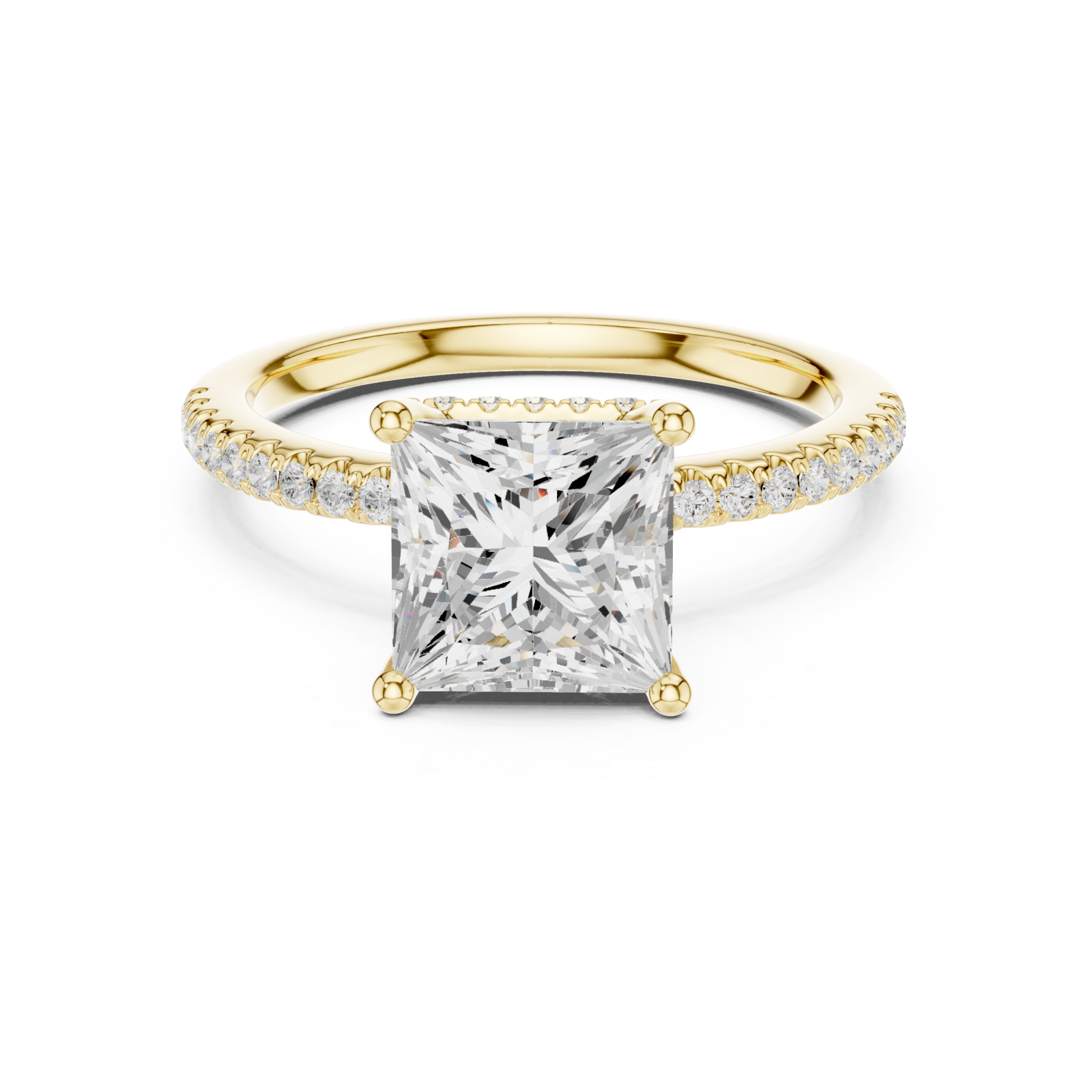  Gold Majestic Prism Halo Engagement Ring Front View