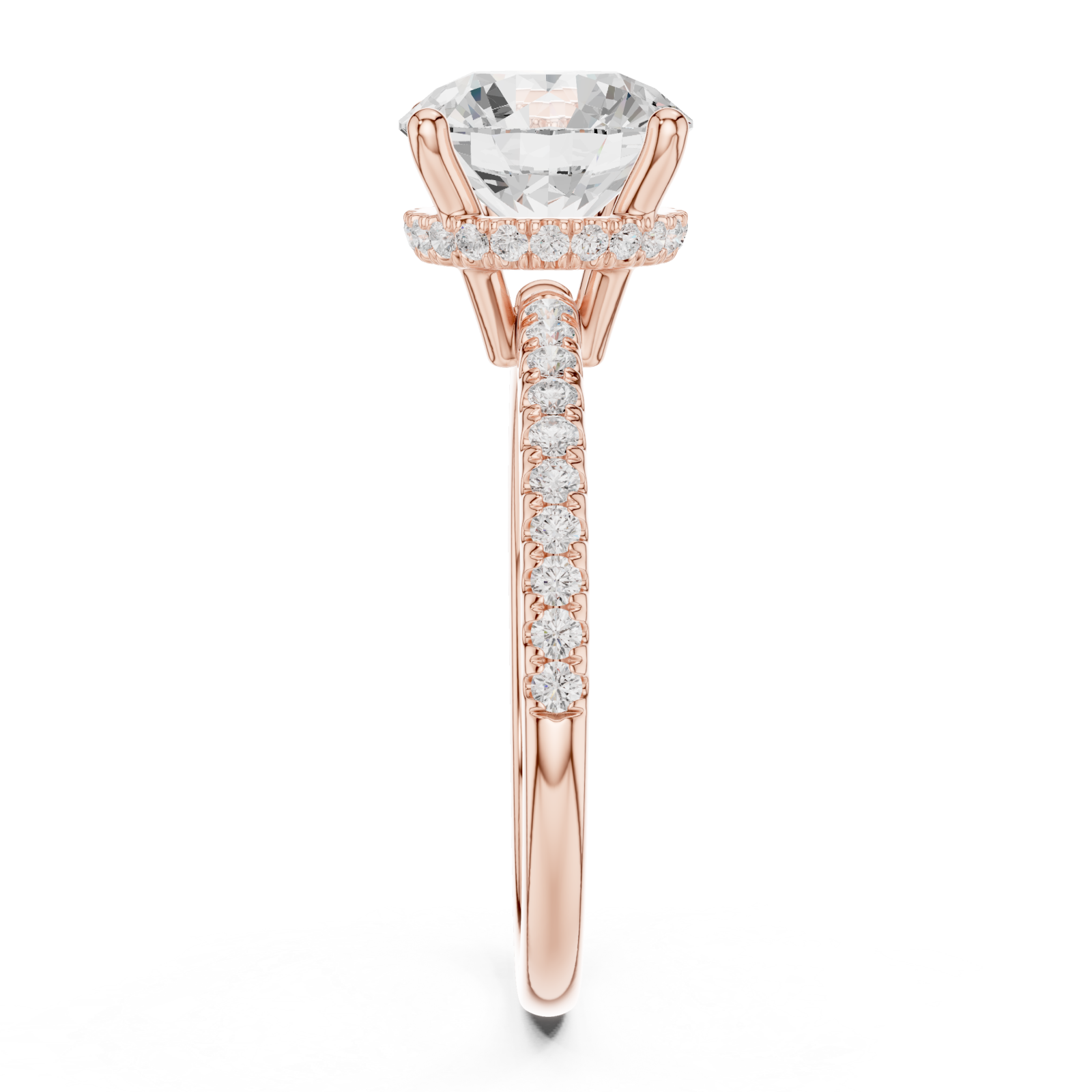  Rose Gold Celeste Halo Crown Ring Side View