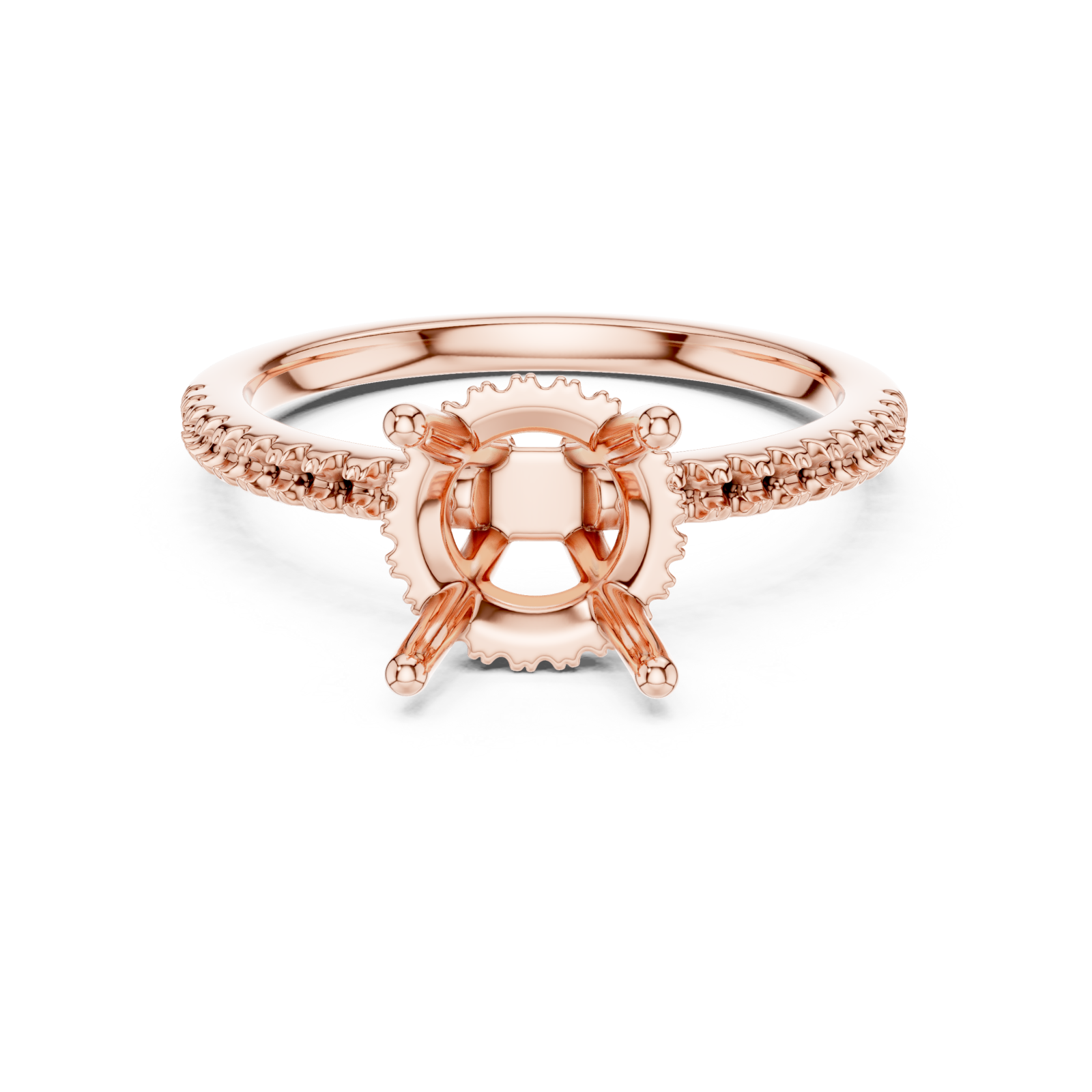  Rose Gold Celeste Halo Crown Ring Front View