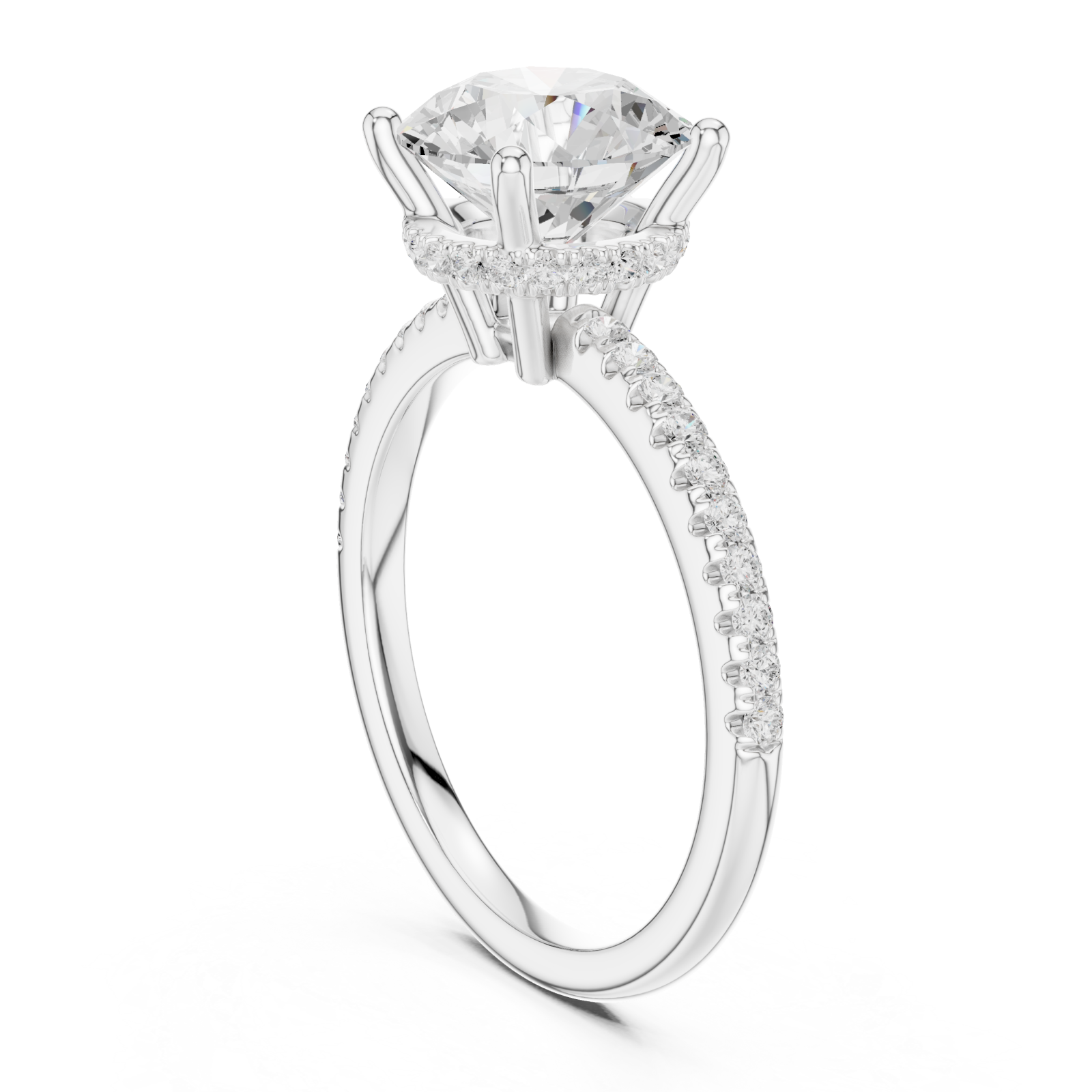 White Gold Celeste Halo Crown Ring Left View