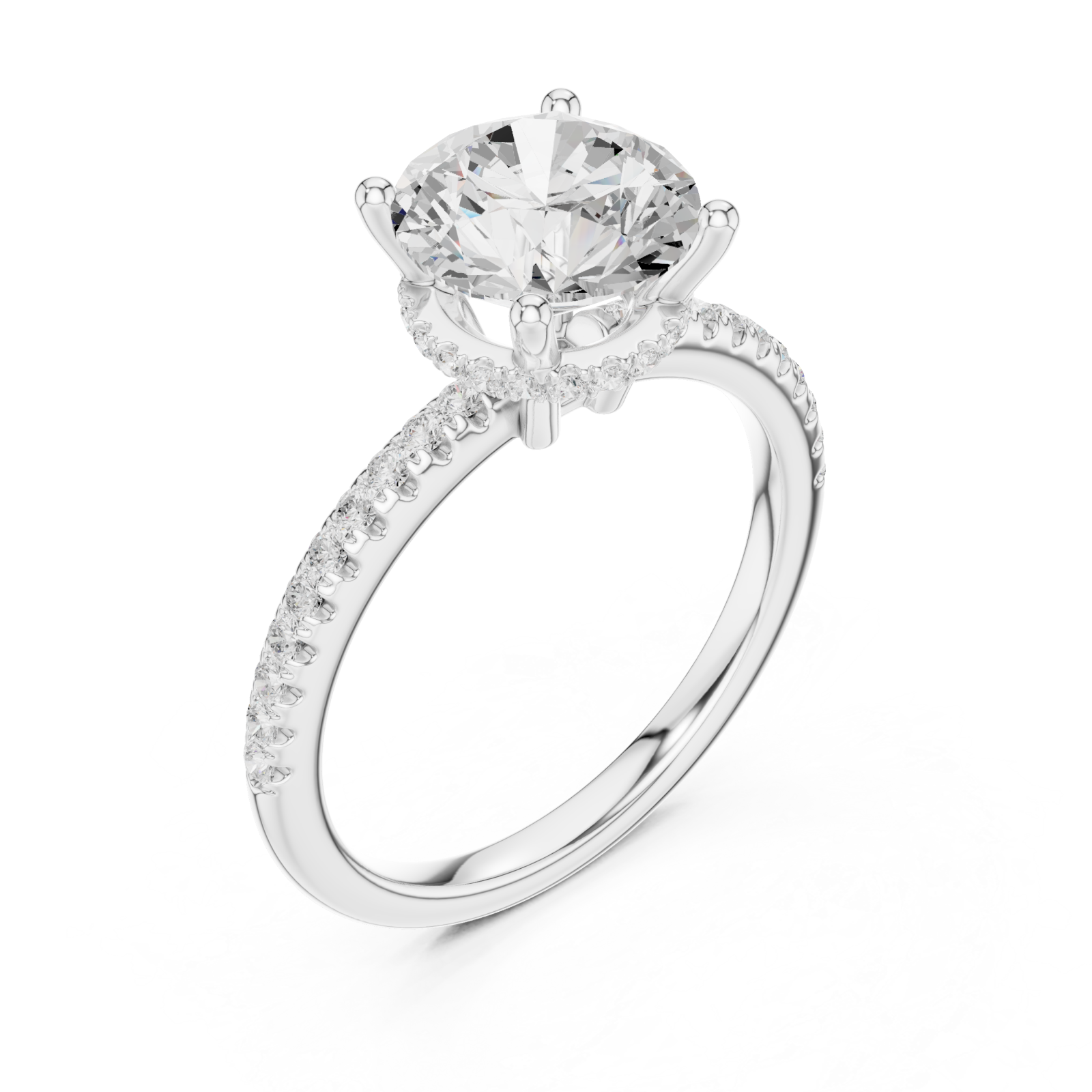  White Gold Celeste Halo Crown Ring Right View