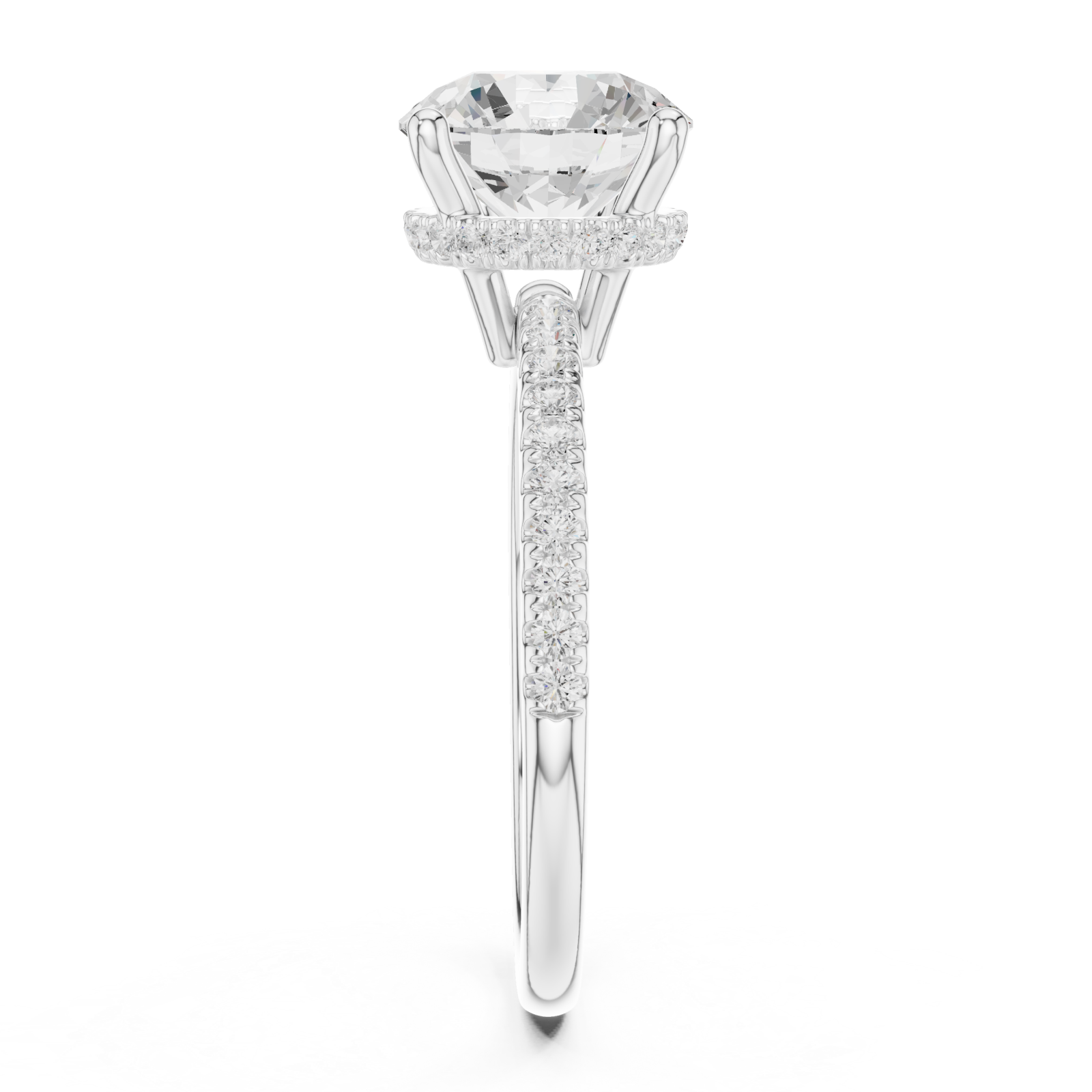  White Gold Celeste Halo Crown Ring Side View