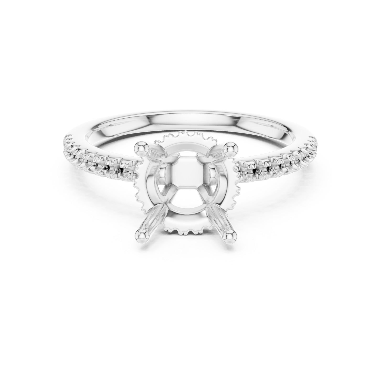  White Gold Celeste Halo Crown Ring Front View