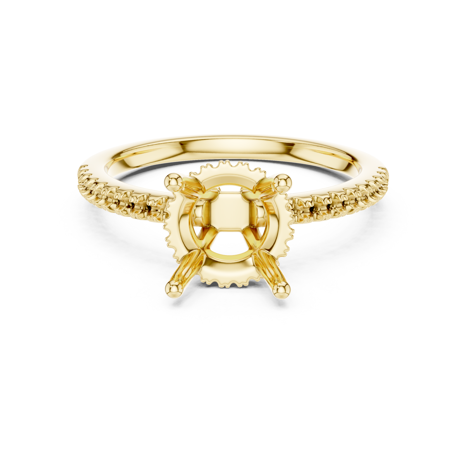  Gold Celeste Halo Crown Ring Front View