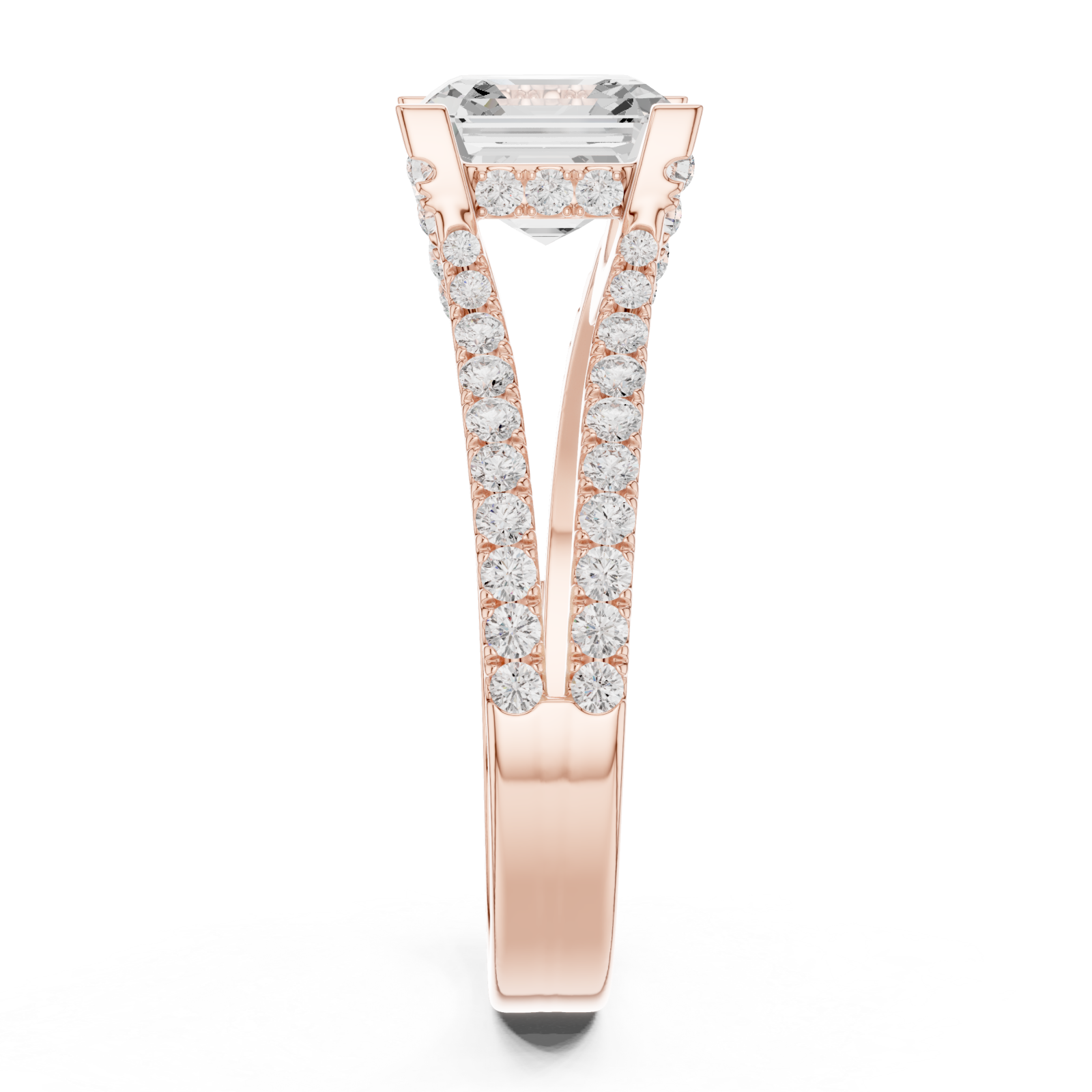  Rose Gold Delicate Halo Dual Band Ring Side View