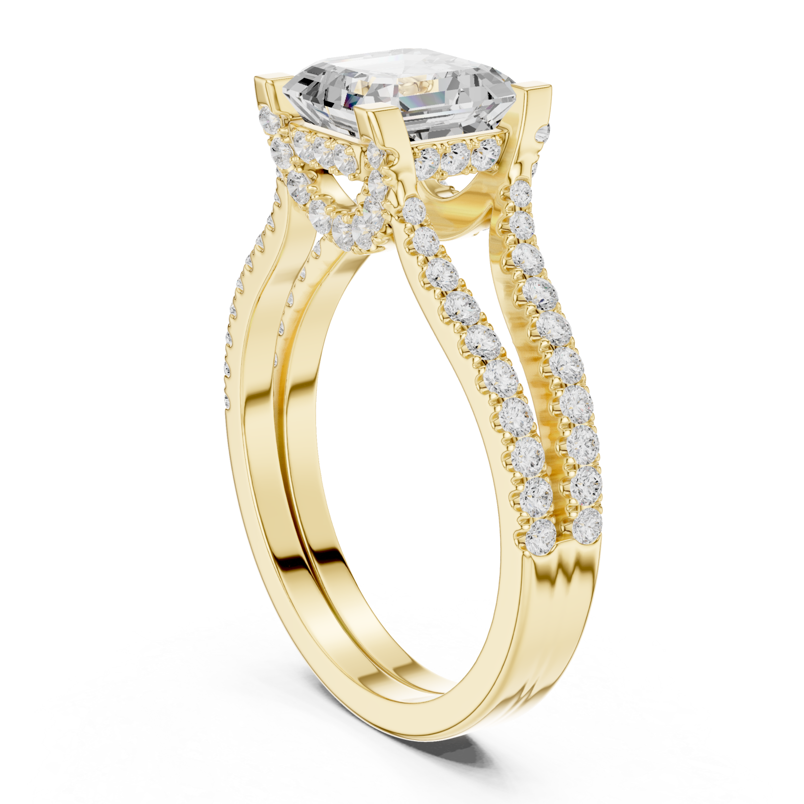  Gold Delicate Halo Dual Band Ring Left View