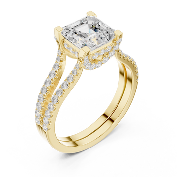 Gold Delicate Halo Dual Band Ring Right View