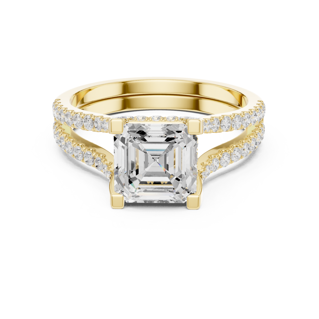 Gold Delicate Halo Dual Band Ring Right View