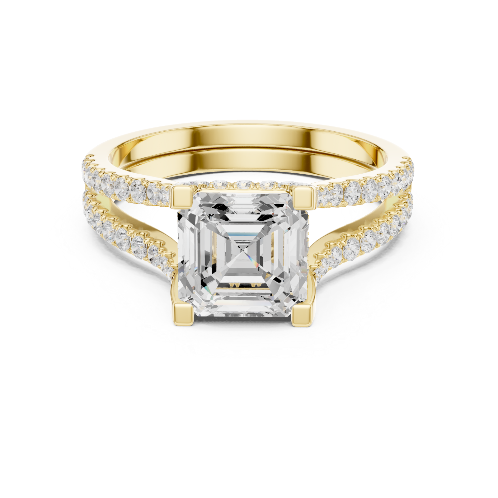  Gold Delicate Halo Dual Band Ring Front View