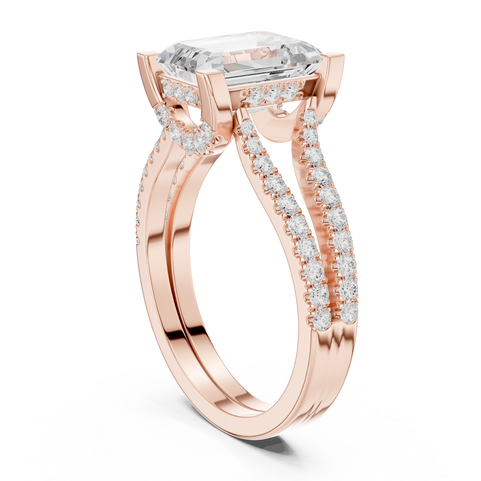  Rose Gold Lustrous Embrace Double Band Ring Left View