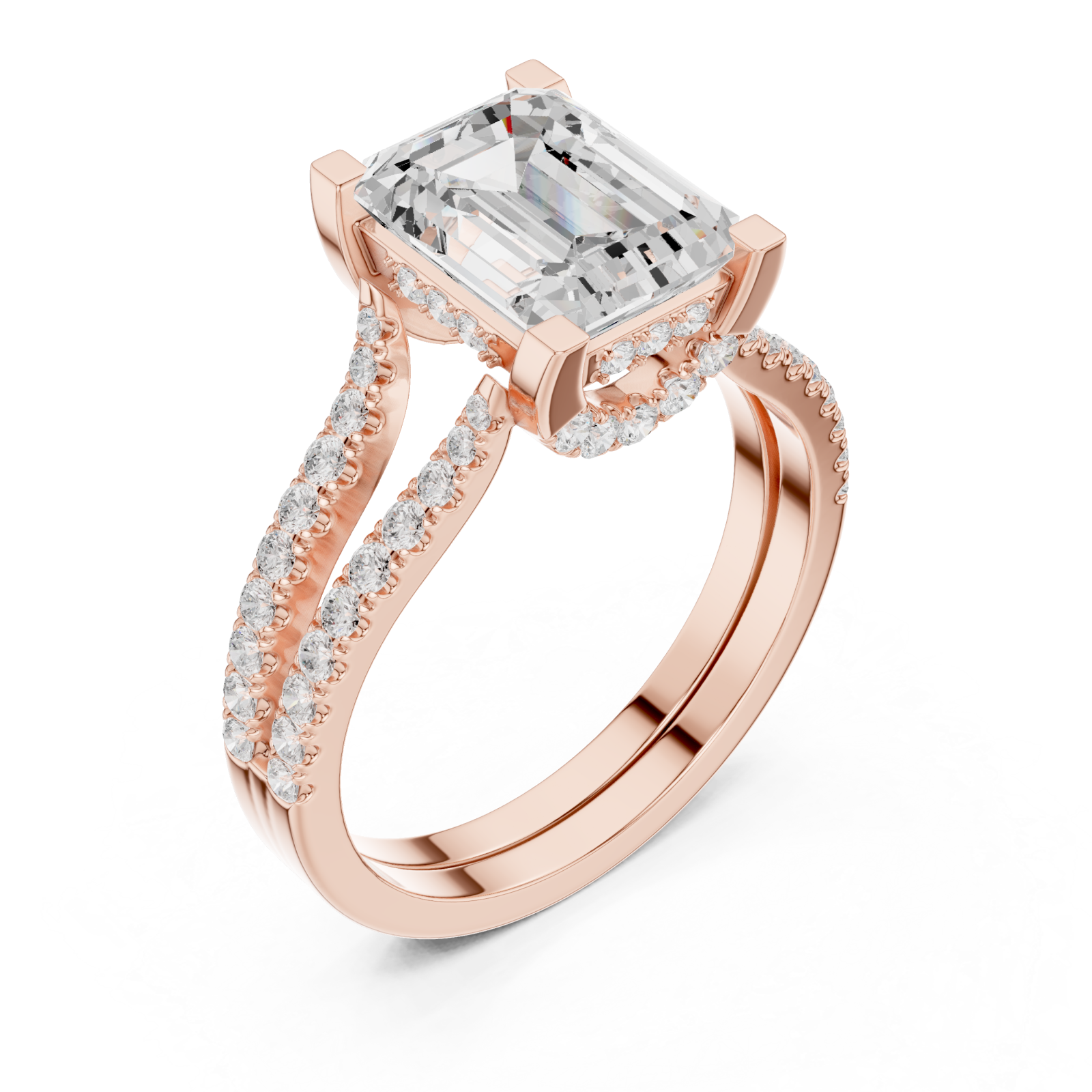  Rose Gold Lustrous Embrace Double Band Ring Right View