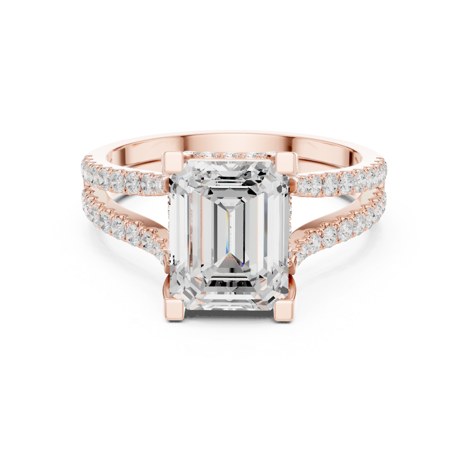  Rose Gold Lustrous Embrace Double Band Ring Front View