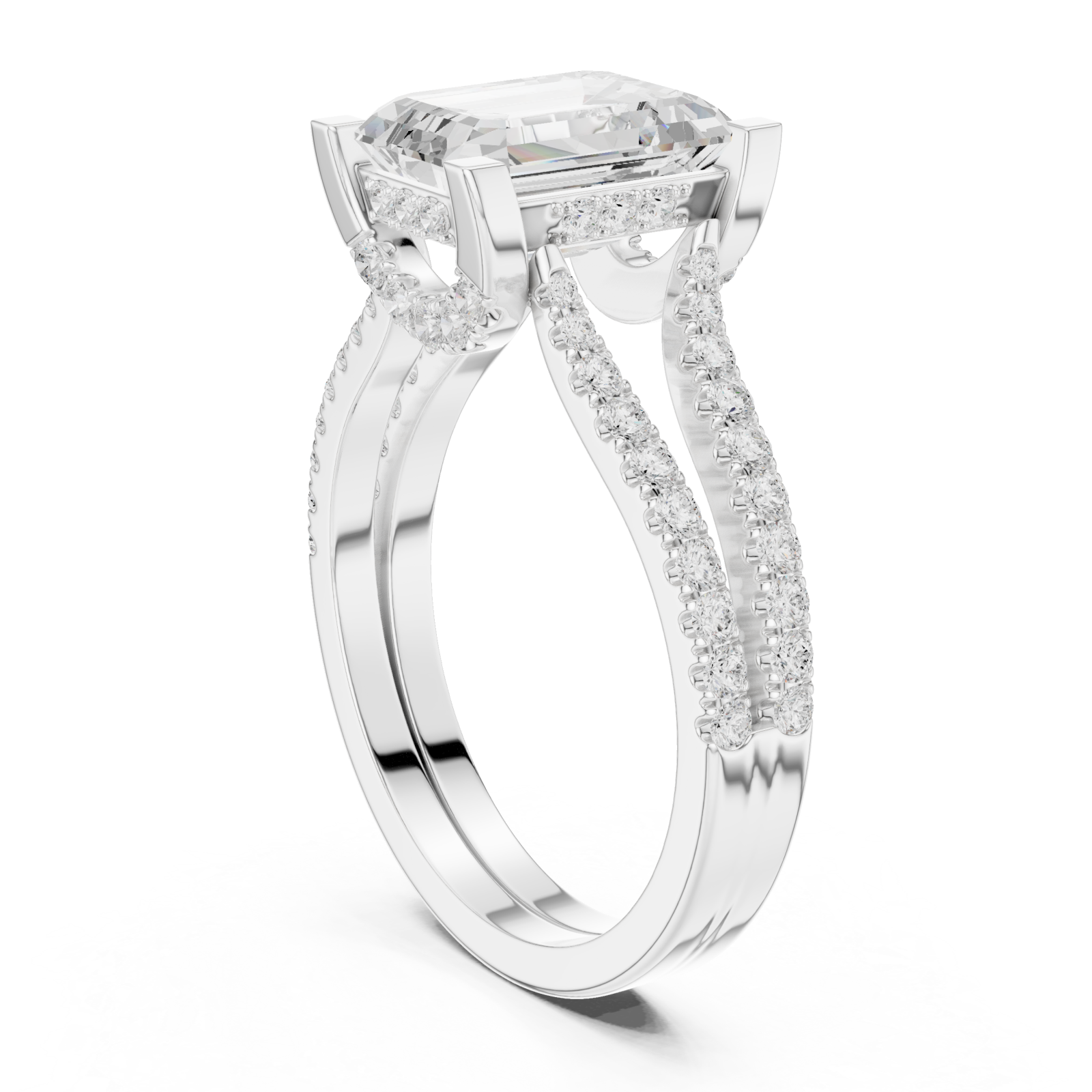  White Gold Lustrous Embrace Double Band Ring Left View
